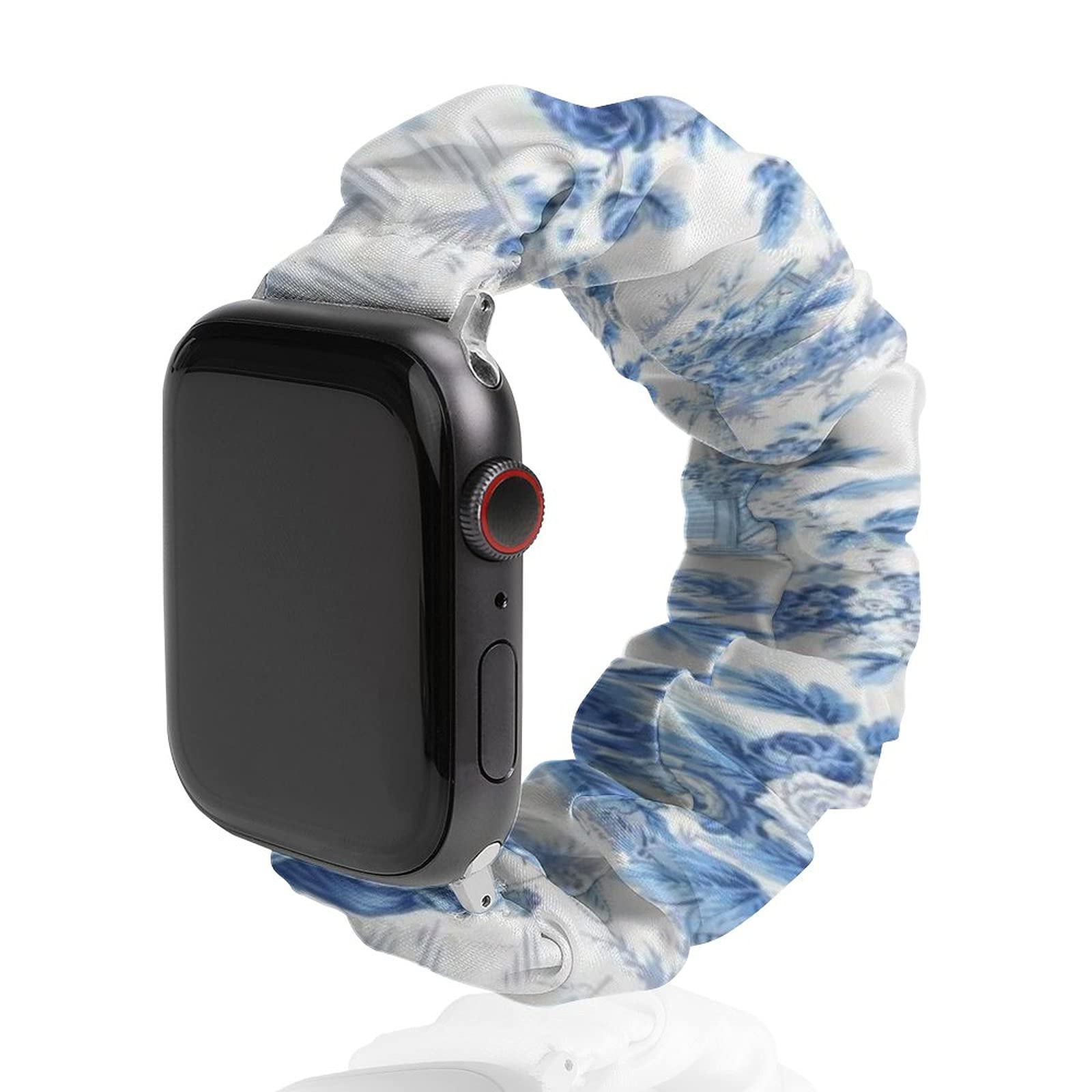 NiYoung Lightweight Breathable Apple Watch Band 42mm/44mm - Powder Blue Chinoiserie Elastic Wrist Strap Compatible with iWatch Series 6/5/4/3/2/1 for Women & Girls - Perfect for Workouts, Daily Wear & Fashion Accessories