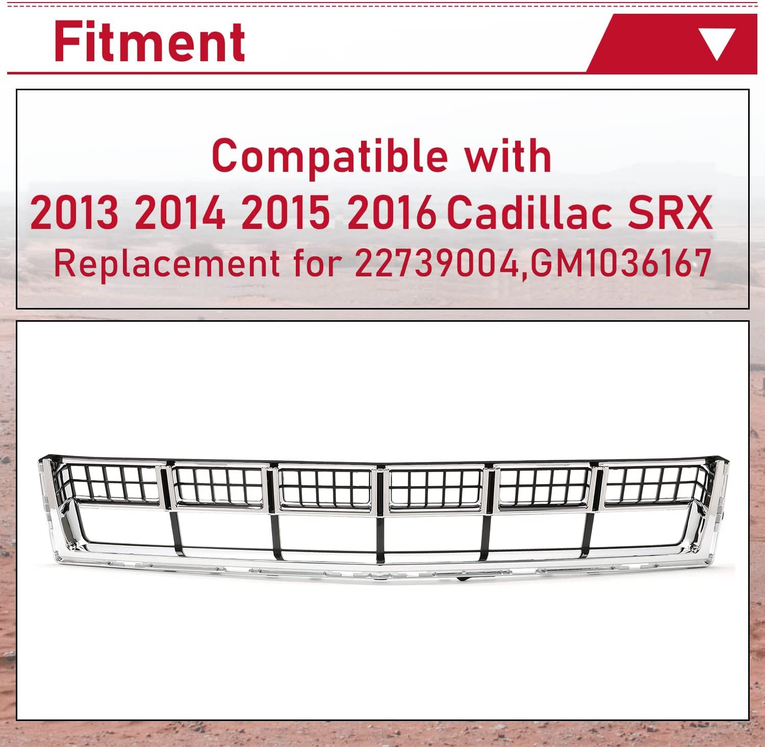 HECASA ABS Front Lower Mesh Grill Bumper Replacement for 2013-2016 Cadillac SRX - Silvery Compatible with 22739004 GM1036167 | Perfect for Off-Road Protection & Style Upgrade