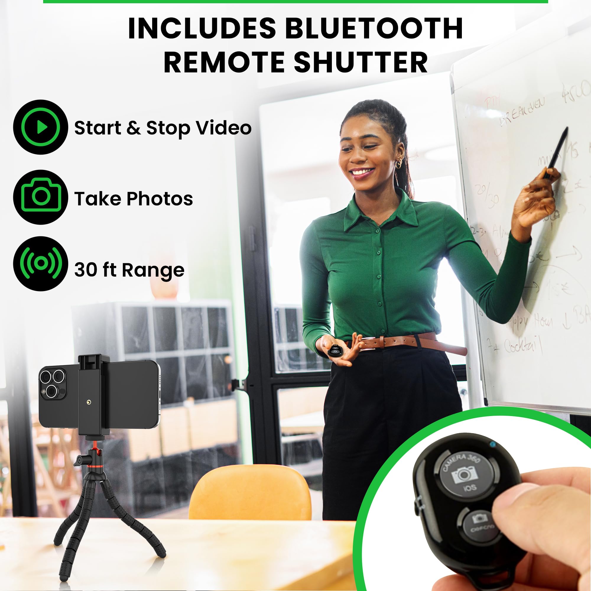 TriFlex Mini Tripod for iPhone & Android - Compact Flexible Phone Stand with Remote & GoPro Adapter - Portable Smartphone Tripod for Vlogging, Travel & Photography