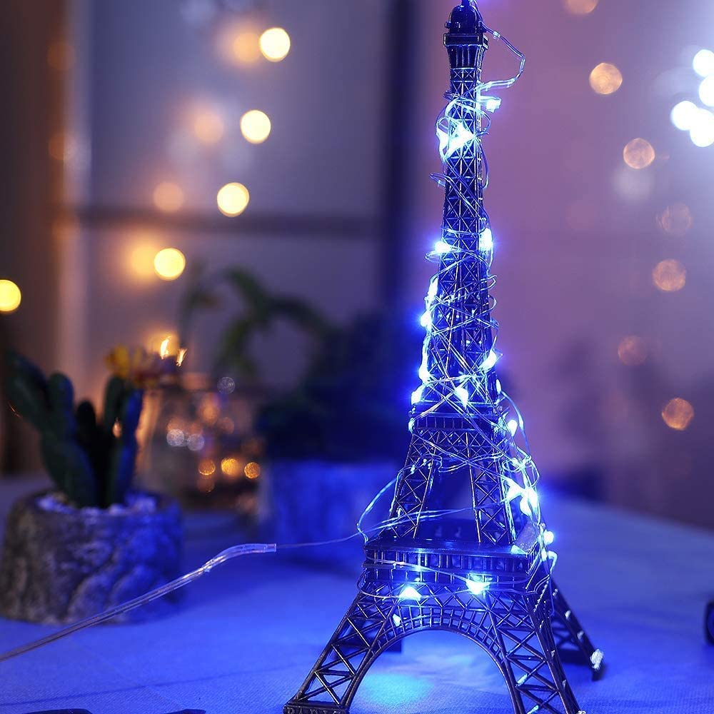 Sanniu 4 Pack Battery Operated LED Fairy Lights - 16ft Blue Starry Copper Wire String Lights for Christmas Decorations, Wedding Party, Bedroom, Patio & Indoor Home Decor | Waterproof & Flexible for DIY Projects, Garden Lighting & Holiday Displays