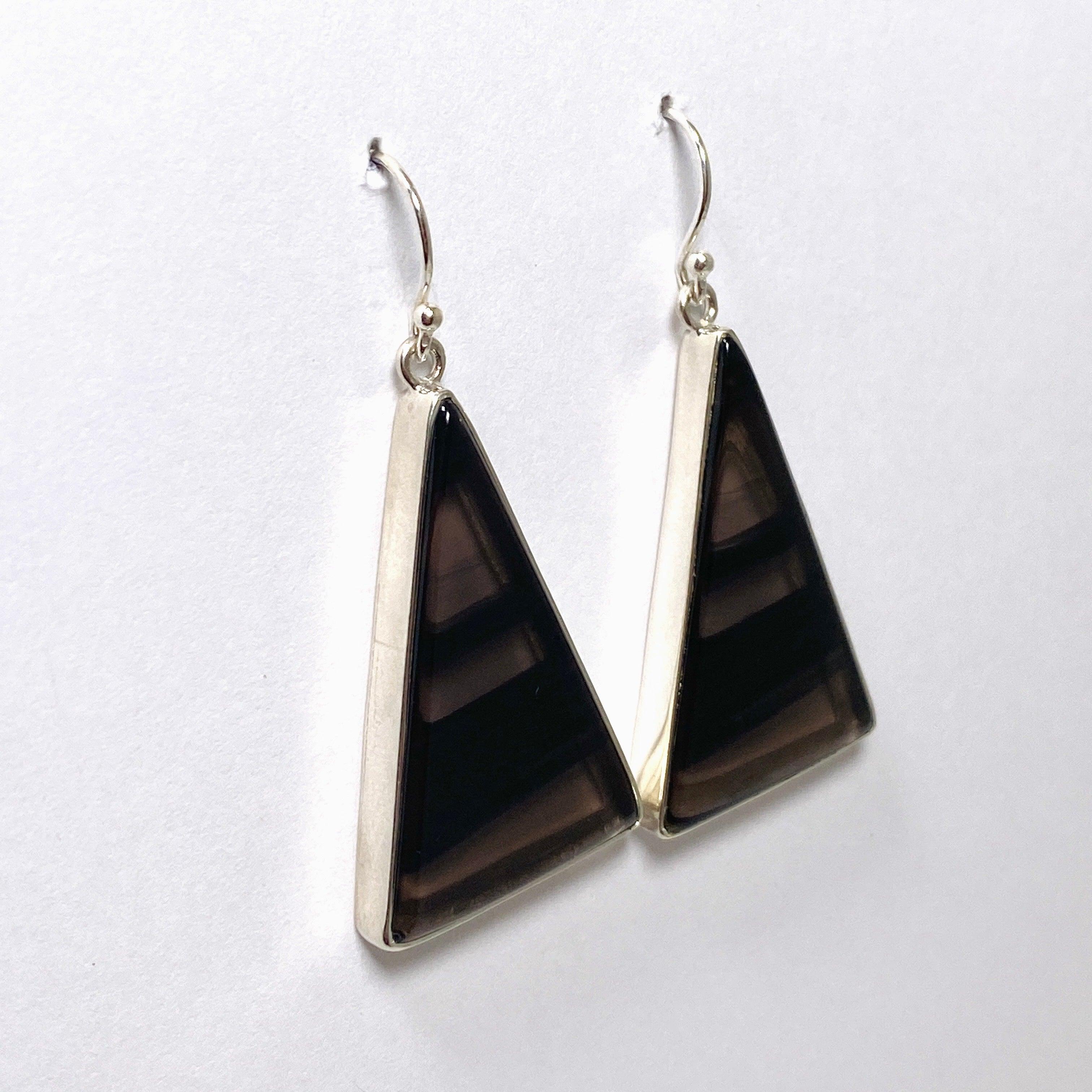 Midnight Obsidian Triangular Earrings for Women - Elegant Gothic Jewelry Set - Perfect for Parties, Weddings & Evening Events - KEGJ1499