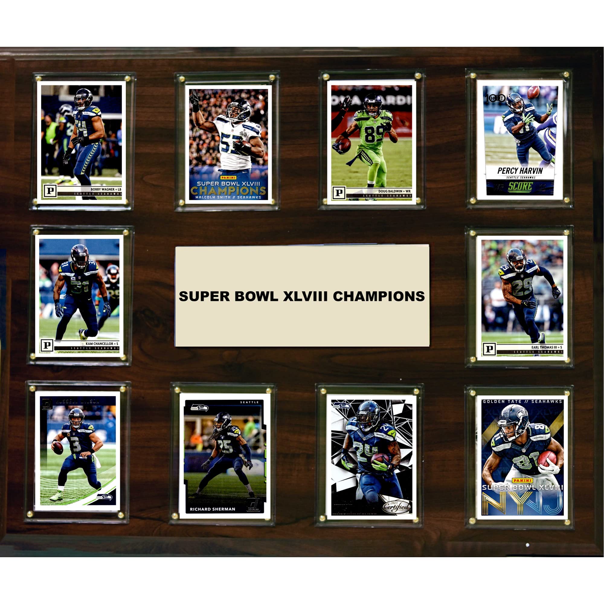 Seattle Seahawks Super Bowl 48 Commemorative 15x18 Inch 10-Card Display Plaque - NFL Football Memorabilia for Fans, Man Cave, Sports Bar Decor