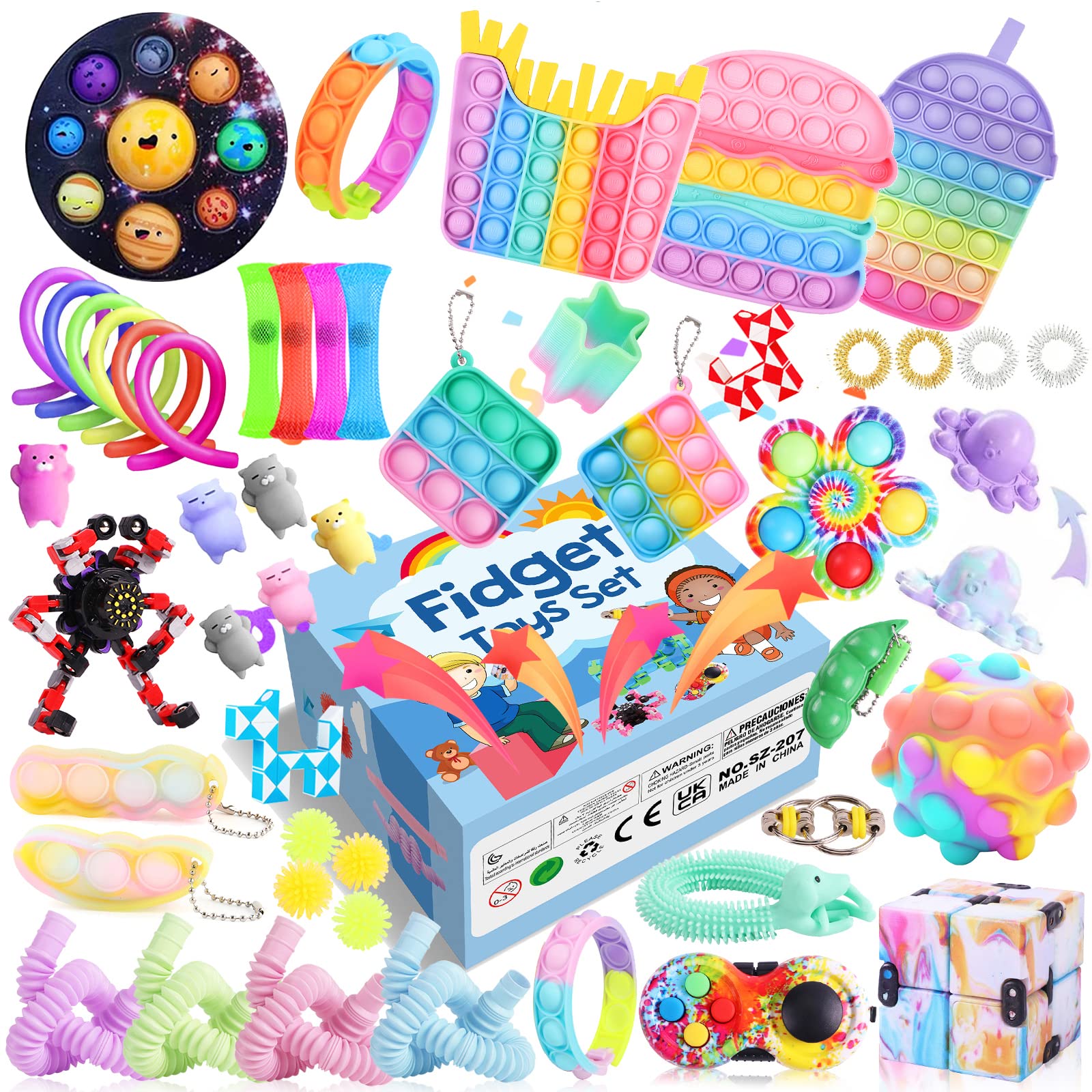Fidget Toy Set for Kids & Adults - Sensory Fidget Pack with Ice Cream Pineapple Cup, Stress Balls, Infinity Cube & Pop Tubes - Easter Basket Stuffers, Classroom Rewards & Anxiety Relief (Style-3)