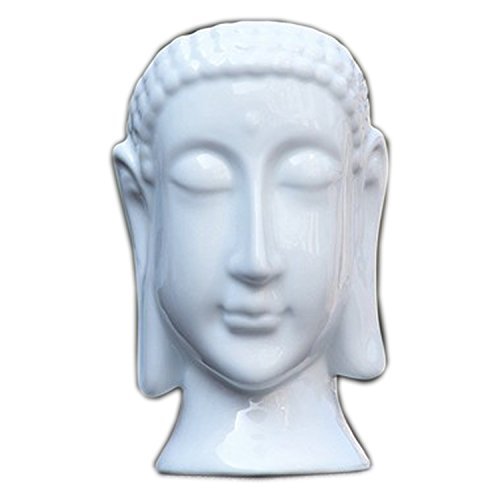 JynXos White Buddha Head Ceramic Flower Pots & Planters - Small Succulent Planter with Drainage Hole, Zen Home Decor for Indoor Plants, Office Desk & Meditation Spaces