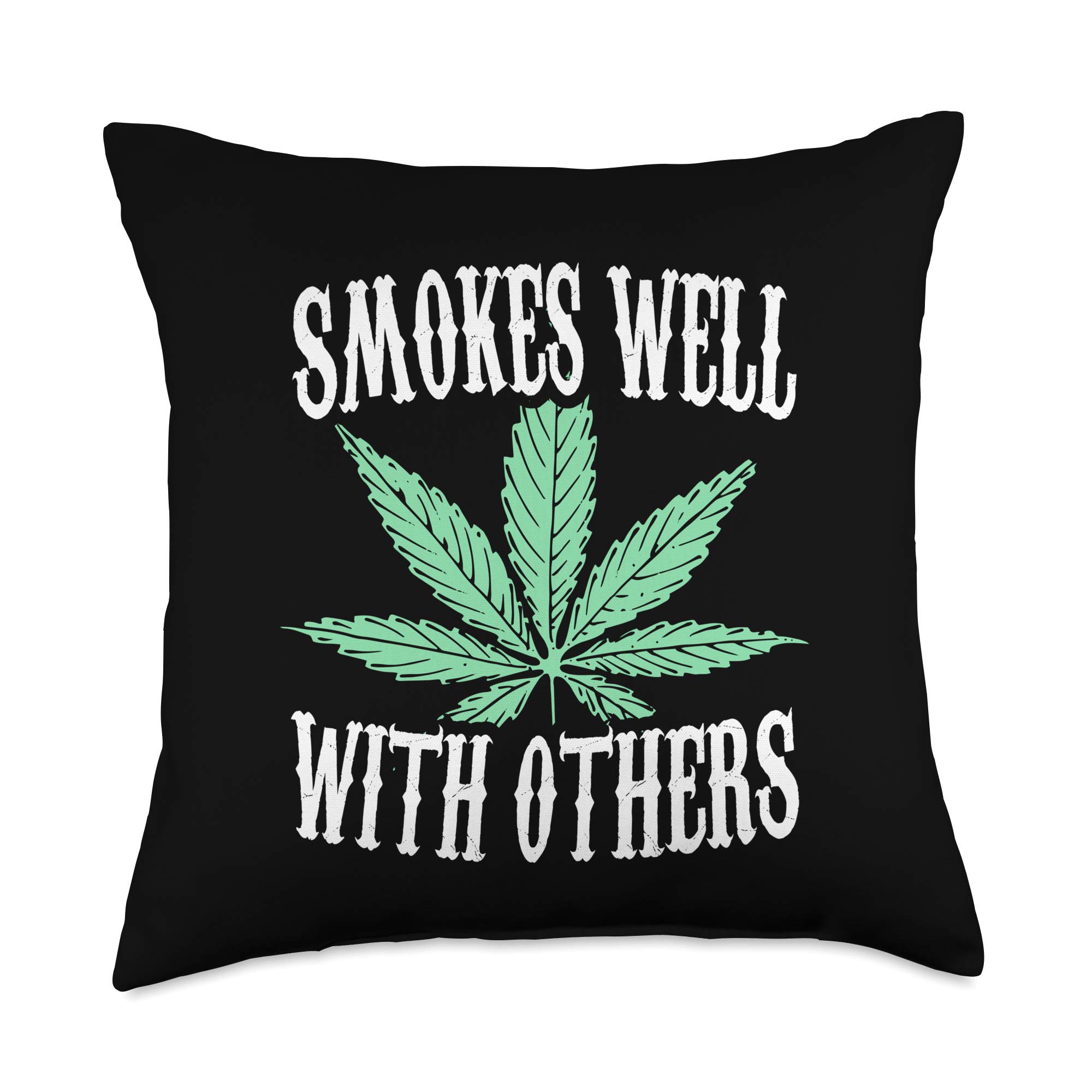 Funny Weed Throw Pillow with Pot Leaf Design - 18x18 Inch Multicolor Cannabis Gift for Stoner Decor & Chill Lounge Scenes