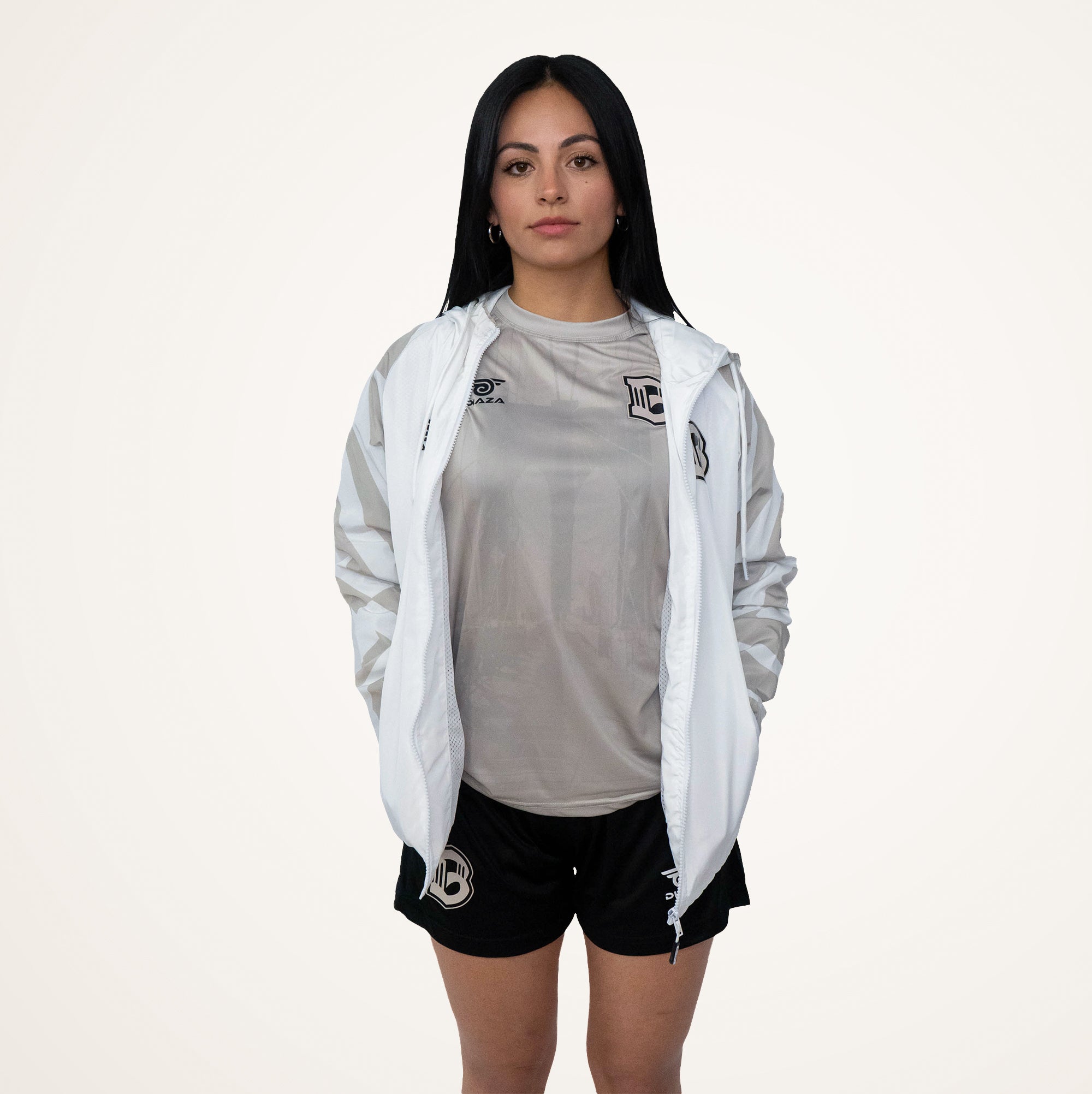 Brooklyn FC Women's White Windbreaker Jacket - Lightweight Waterproof Running & Outdoor Sports Windbreaker for Women