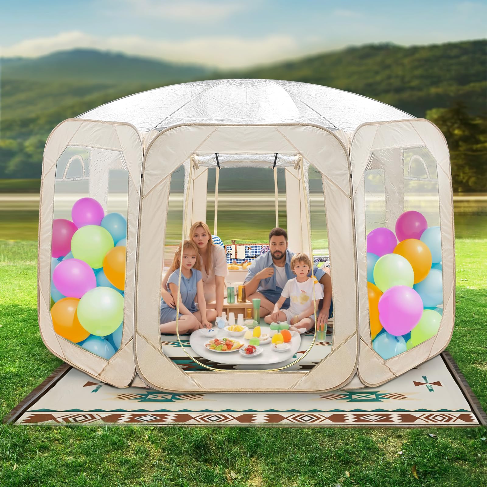 540° Clear Pop Up Bubble Tent - Fully Transparent Outdoor Camping Gazebo with No Dead Corners | Perfect for Backyard Camping, Beach Parties & Stargazing