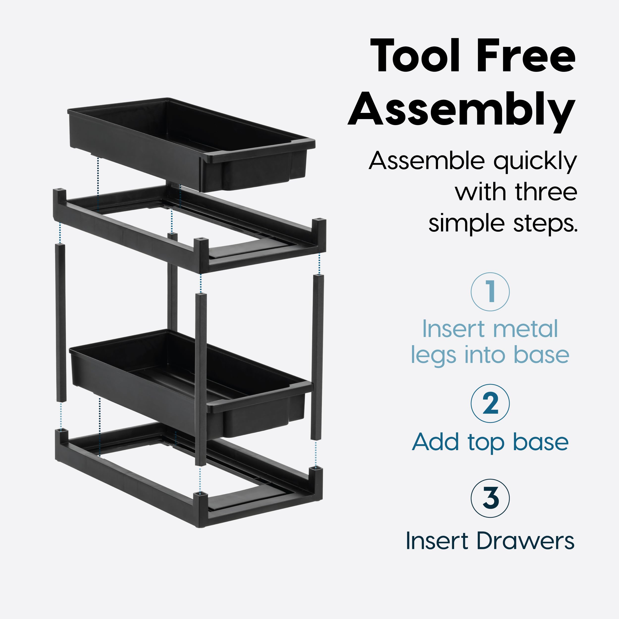 IRIS USA Under Sink Organizer, 2-Pack Black - Kitchen & Bathroom Storage