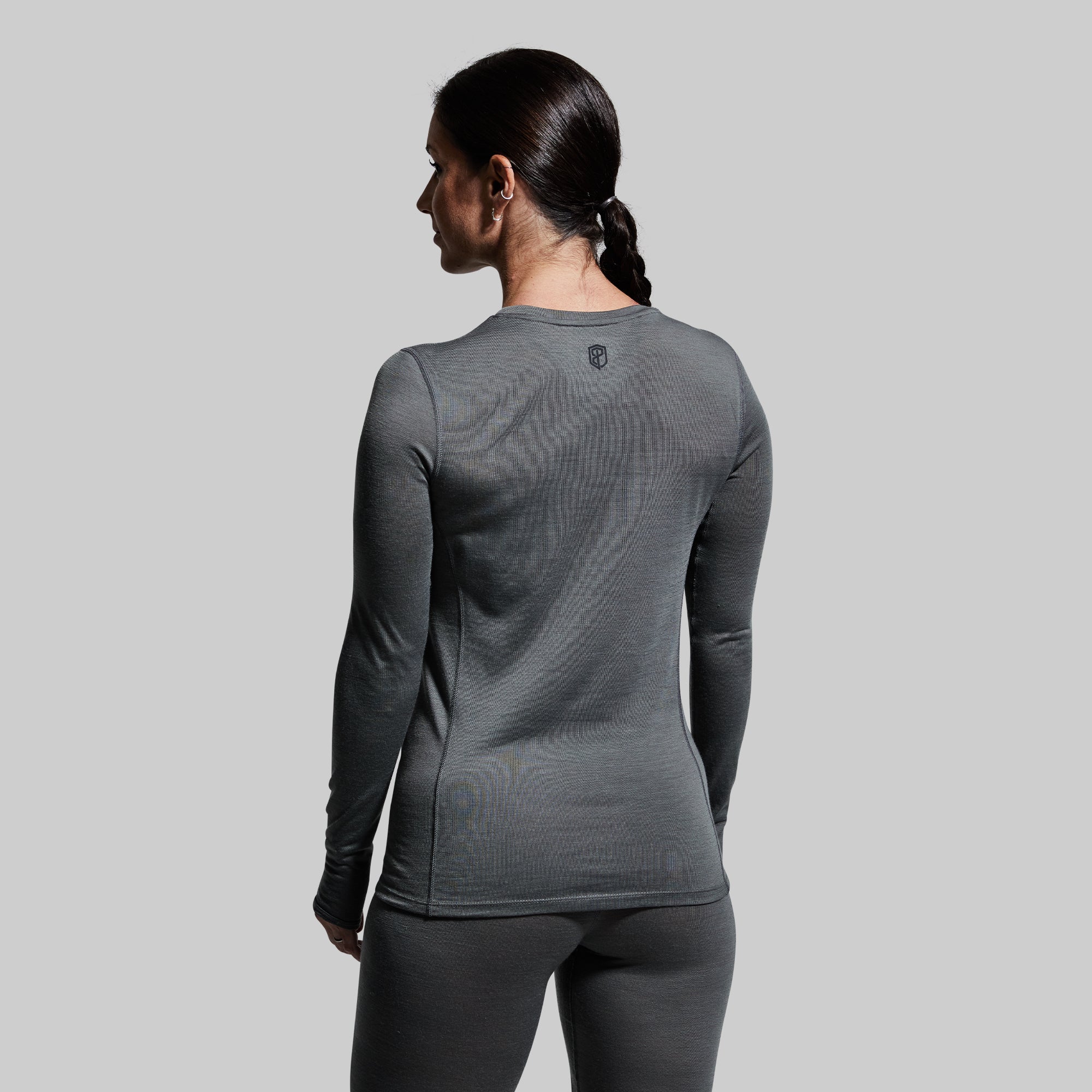 Women's Ridgeline Base Layer Top - Thermal Underwear for Cold Weather - Moisture Wicking & Odor Control - Wolf Grey - Perfect for Hiking, Skiing & Winter Sports