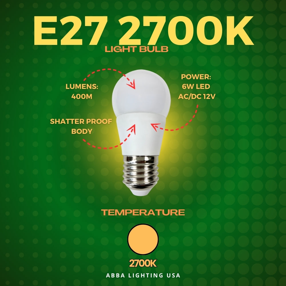 6W E27 LED Light Bulbs, Non-Dimmable Energy Saving Light Bulbs for Home, Office, and Indoor Lighting