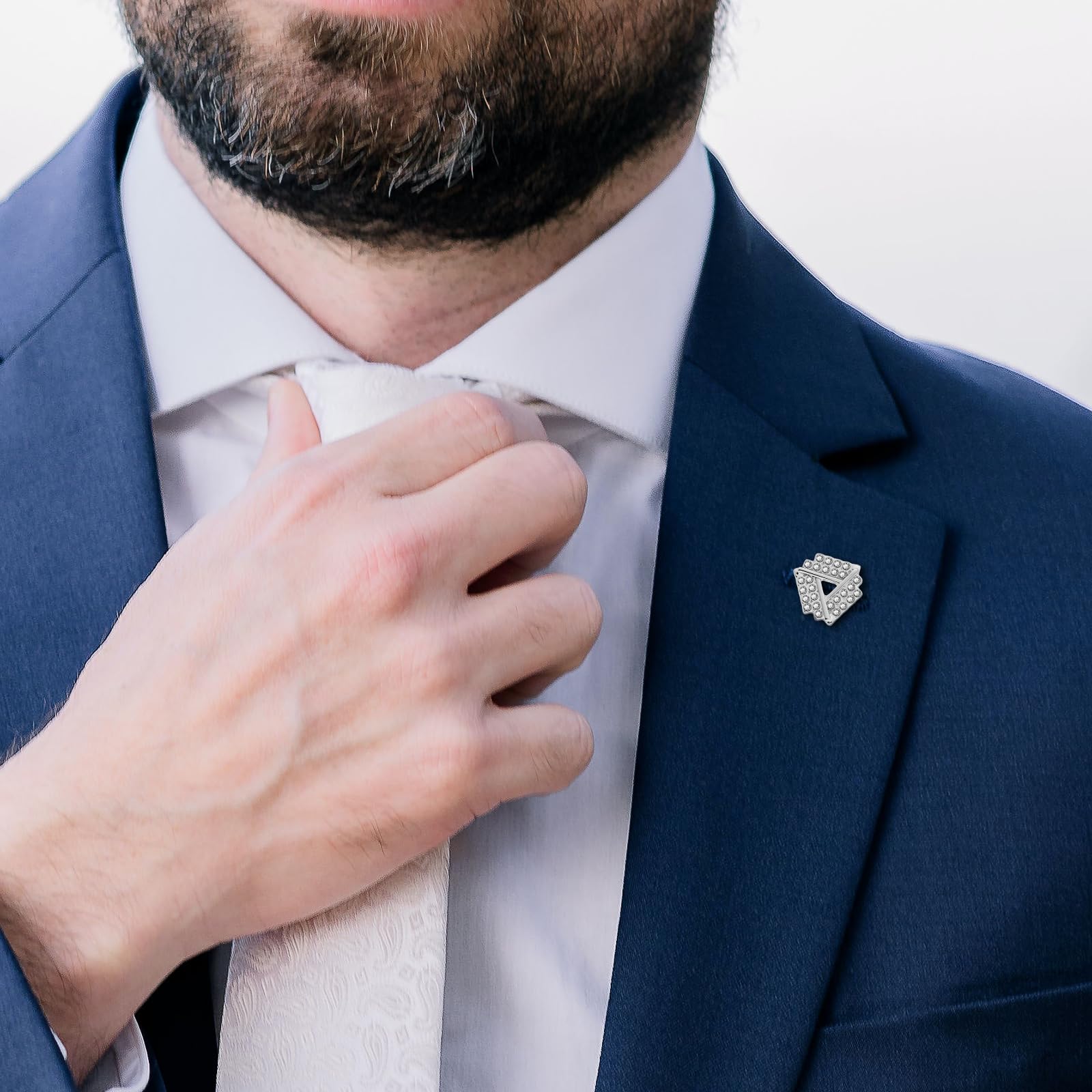 Elegant Silver Tone Crystal Lapel Pins for Men & Women - Premium Metal Brooch for Suits, Formal Wear & Special Occasions | Perfect Wedding, Birthday, Anniversary & Father's Day Gift Accessory | Ideal for Business Meetings, Proms & Cocktail Parties