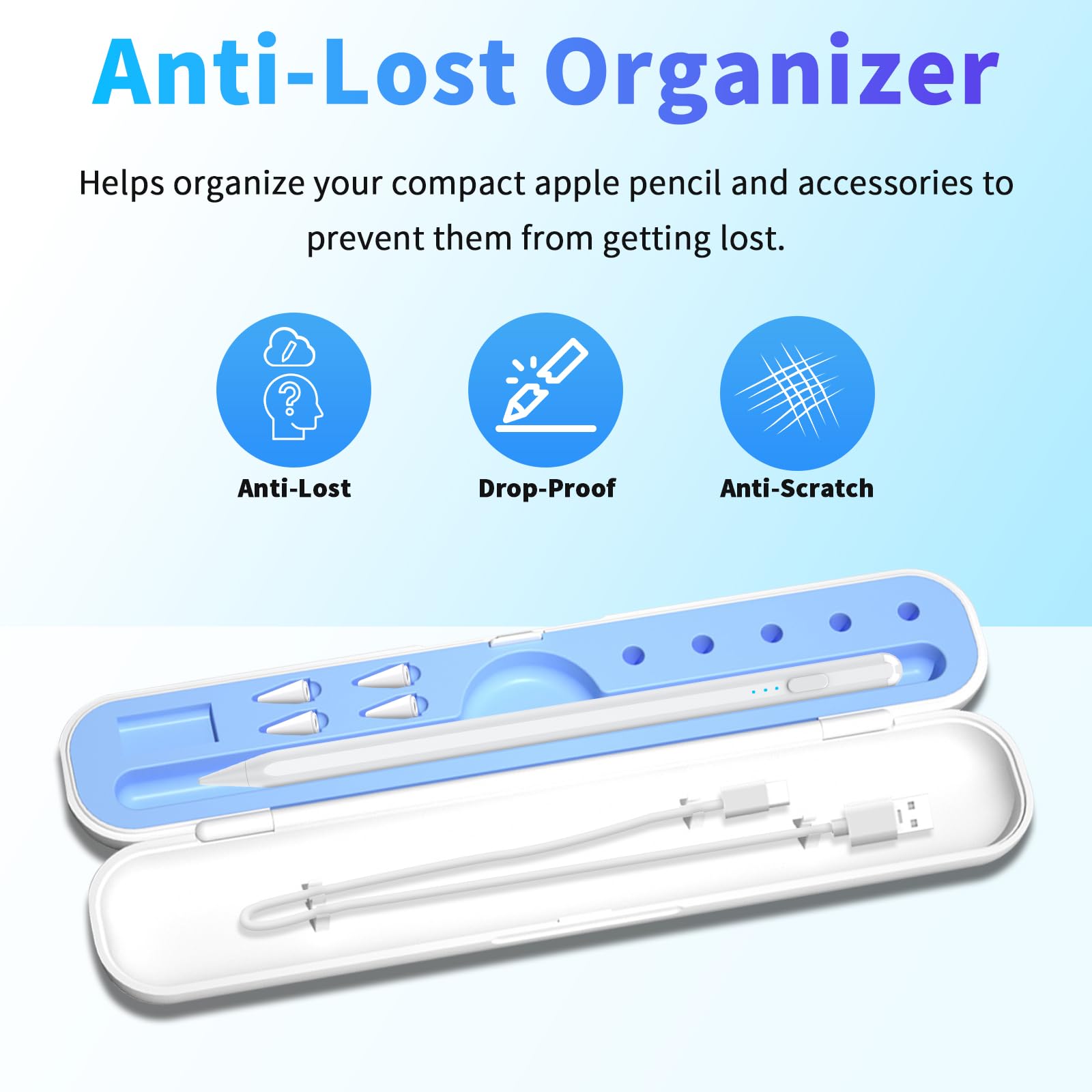 Fast Charging Stylus Pen for iPad 2018-2025 - 15 Min Quick Charge Apple Pencil Alternative with Protective Case - Compatible with iPad Pro M4, iPad Air M3/M2, iPad Mini 6 & All iPad Models - Perfect for Drawing, Note Taking & Digital Art (White)