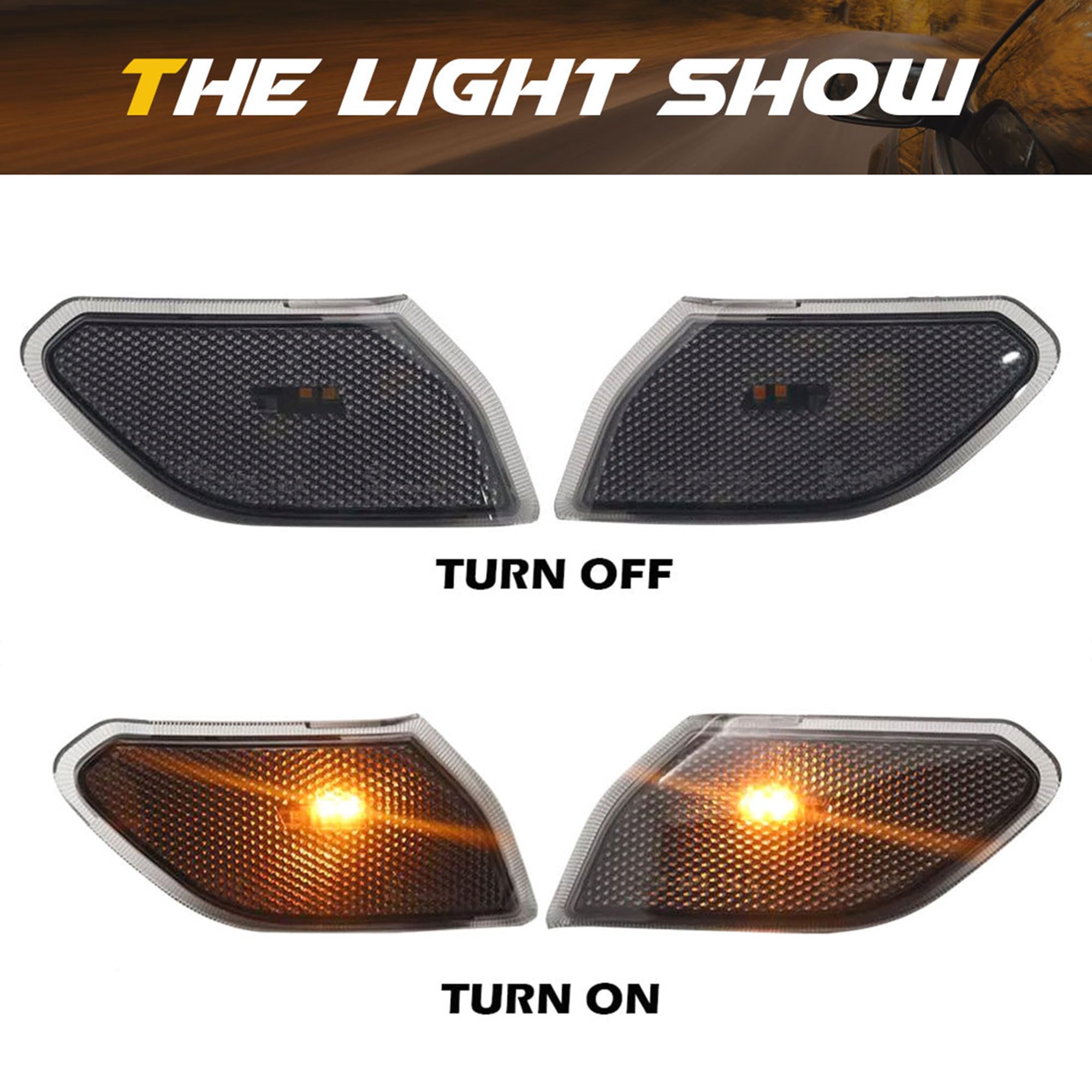 2018-2024 Jeep Wrangler JL LED Side Marker & Fender Lights with Sequential Turn Signal - Amber/White Options (Excluding Sport Model) | Off-Road Upgrade for Enhanced Visibility & Style