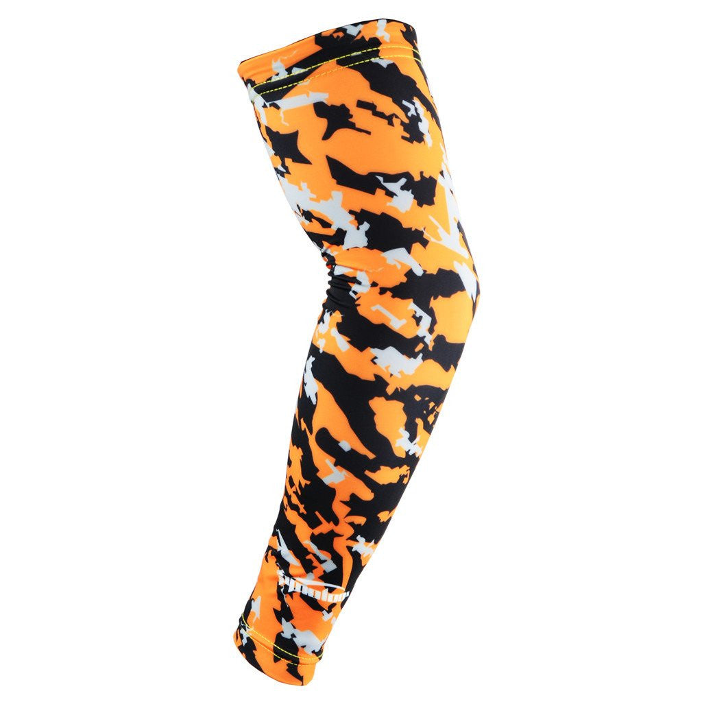 Camo Orange Compression Arm Sleeves for Men & Women - UV Protection & Muscle Support - Perfect for Running, Basketball, Cycling & Outdoor Sports