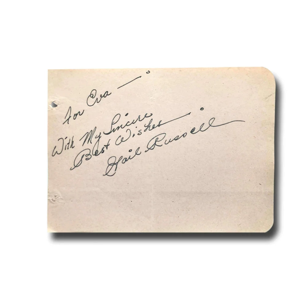 Gail Russell Hand Signed Album Page Cut with JSA COA - Authentic Autograph from Angel and the Badman - Perfect for Collectors, Movie Memorabilia & Western Film Fans