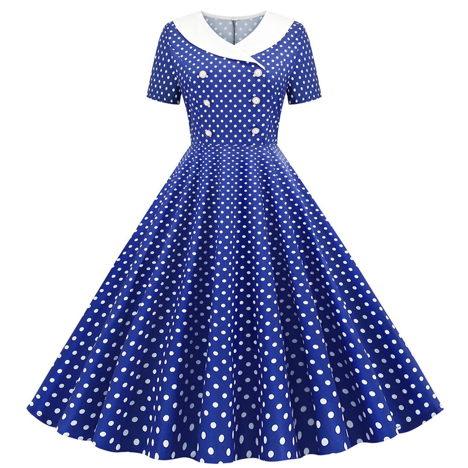 Vintage Women's Cocktail Dress Short Sleeve Lapel Midi Swing Dress for Prom, Party & Fall Occasions | Elegant Women's Formal Attire for Evening Events, Weddings & Special Occasions