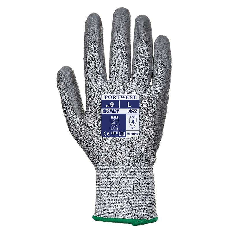 PW221 Cut 5 PU Palm Work Gloves (A622) - Durable Safety Gloves for Construction, Gardening and DIY Projects