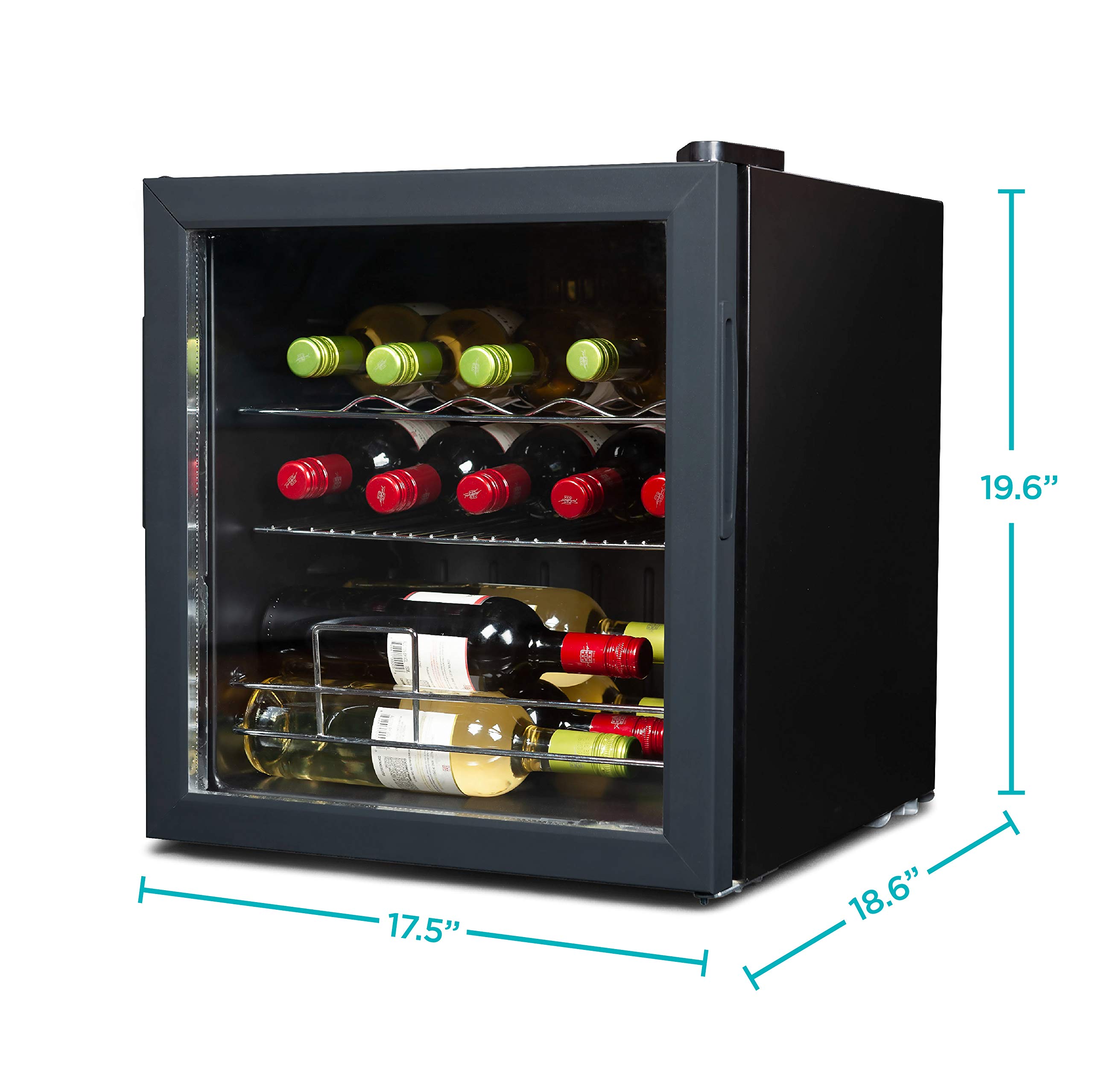 BLACK+DECKER 14 Bottle Wine Cooler Refrigerator - Freestanding Compressor Cooling Wine Fridge with Chrome Shelves (Model BD61516) - Perfect for Home Bars, Kitchen Storage & Wine Cellars