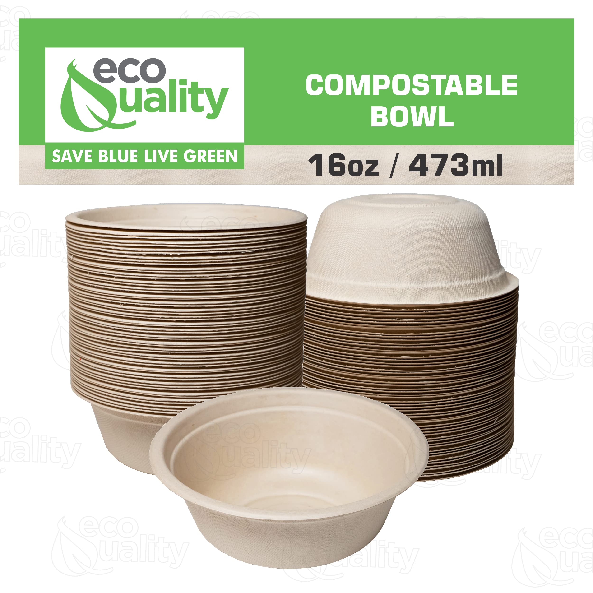 [200 Pack] 16 oz Heavy-Duty Compostable Paper Bowls | Eco-Friendly Unbleached Bagasse Disposable Bowls for Hot & Cold Food | 100% Biodegradable Sugarcane Soup Bowls | Perfect for Parties, Picnics, Takeout & Catering