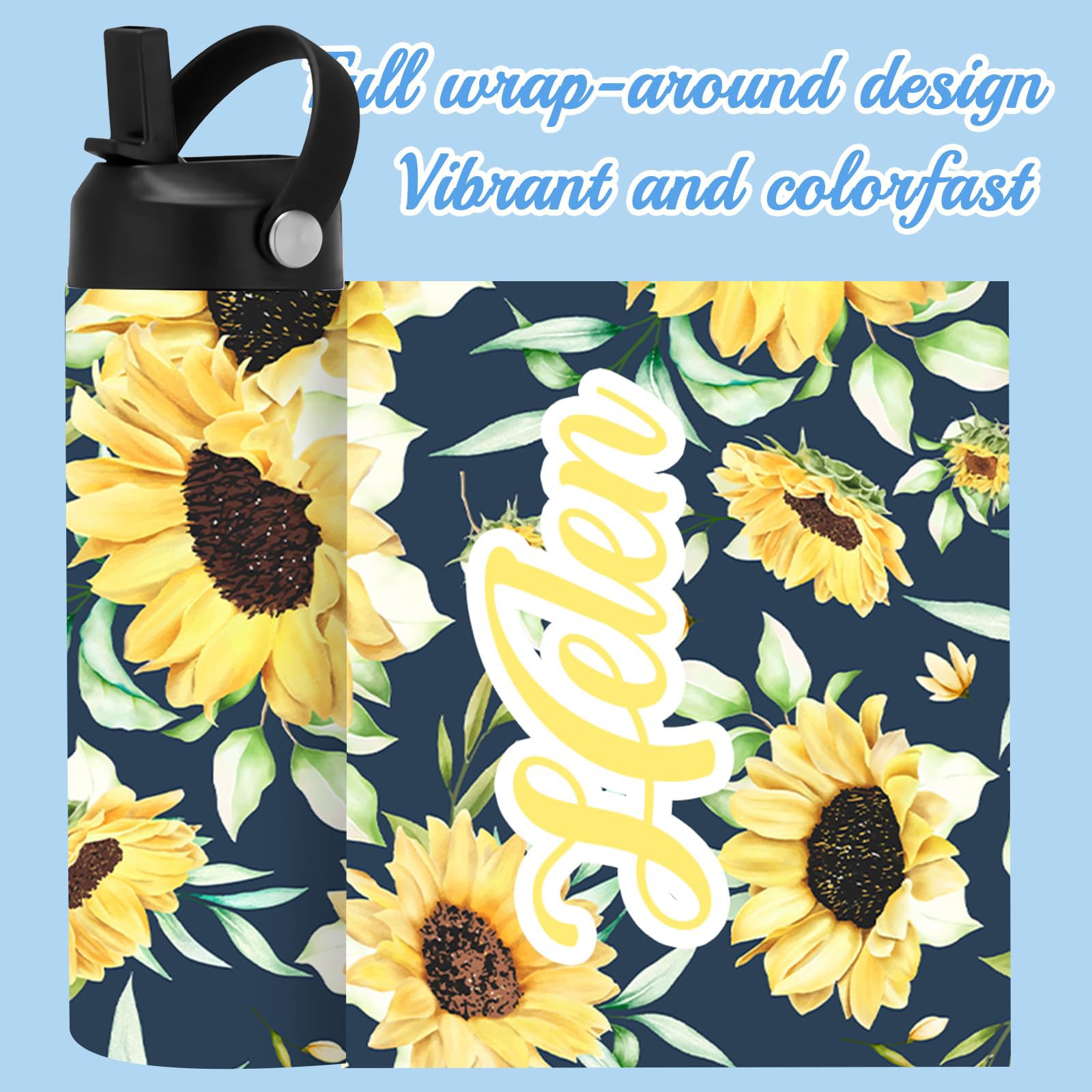 Personalized Stainless Steel Water Bottle with Straw Lid - 18/24/32 Oz Custom Name Insulated Bottle for School, Sports, Hiking & Outdoor Activities | Leakproof, BPA-Free, Durable for Gym, Work & Travel
