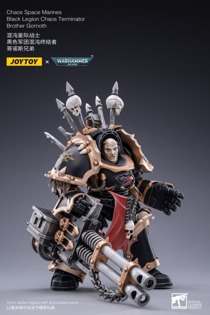 JOYTOY 1/18 Scale Warhammer 40K Black Legion Chaos Space Marines Action Figure - Chaos Brother Gornoth Collectible Model for Display & Wargaming Scenes