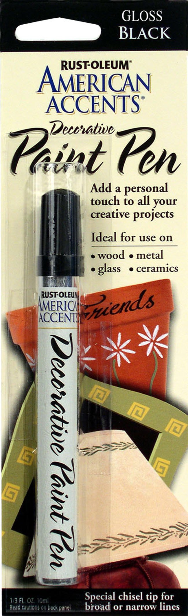 Rust-Oleum 215123 American Accents Satin Decorative Paint Pen - Black, 1/3-Ounce - Perfect for DIY Crafts, Home Decor, and Furniture Touch-Ups