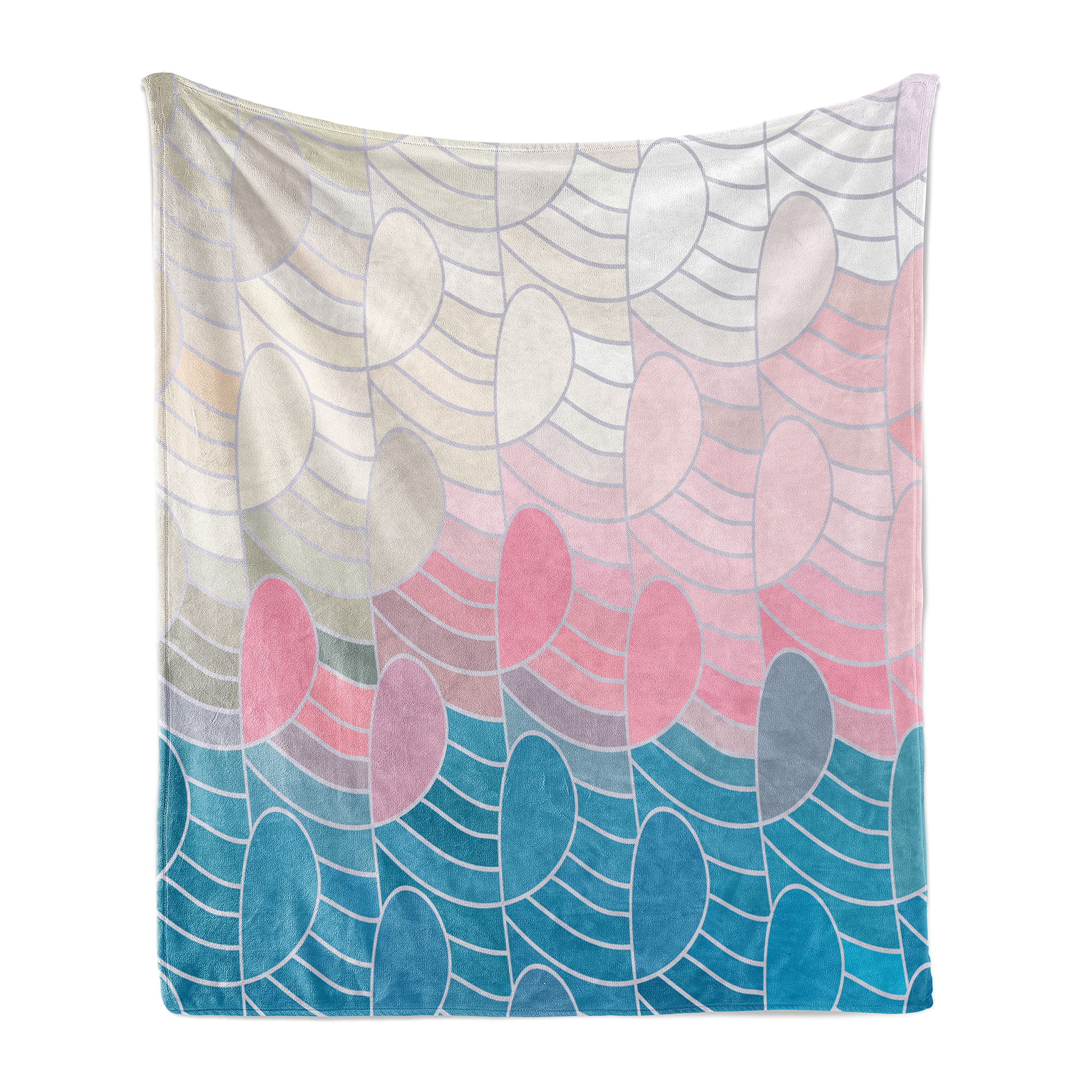Ambesonne Abstract Throw Blanket - Hand-Drawn Striped Design in Multicolor Tones | Ultra-Soft Flannel Fleece Accent Blanket (60