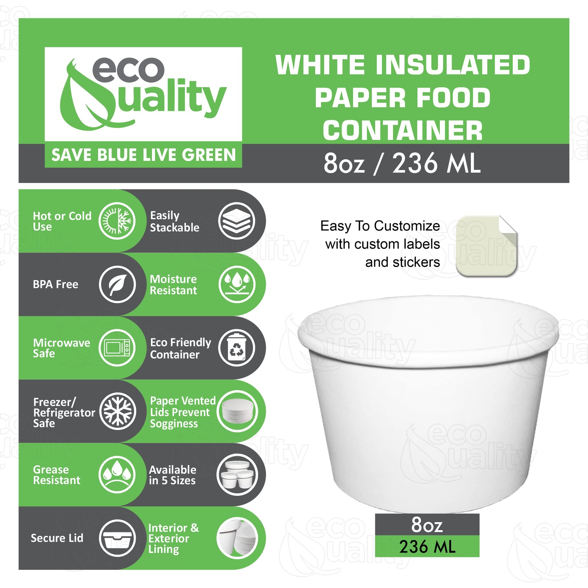 Disposable 8oz White Paper Soup Containers - Eco-Friendly Ice Cream & Frozen Yogurt Cups - Microwave & Freezer Safe Dessert Bowls for Takeout, Parties, Catering (Pack of 200) | Perfect for Restaurants, Cafes, Ice Cream Shops & Food Trucks