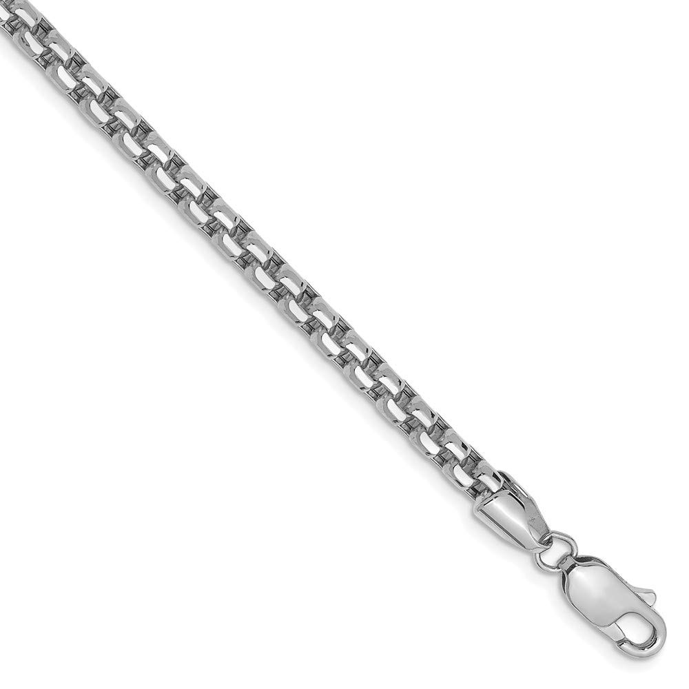 14K White Gold 3.6mm Round Box Chain Bracelet with Secure Lobster Clasp - Elegant Jewelry for Women, Perfect for Gifts, Weddings, Anniversaries & Everyday Wear