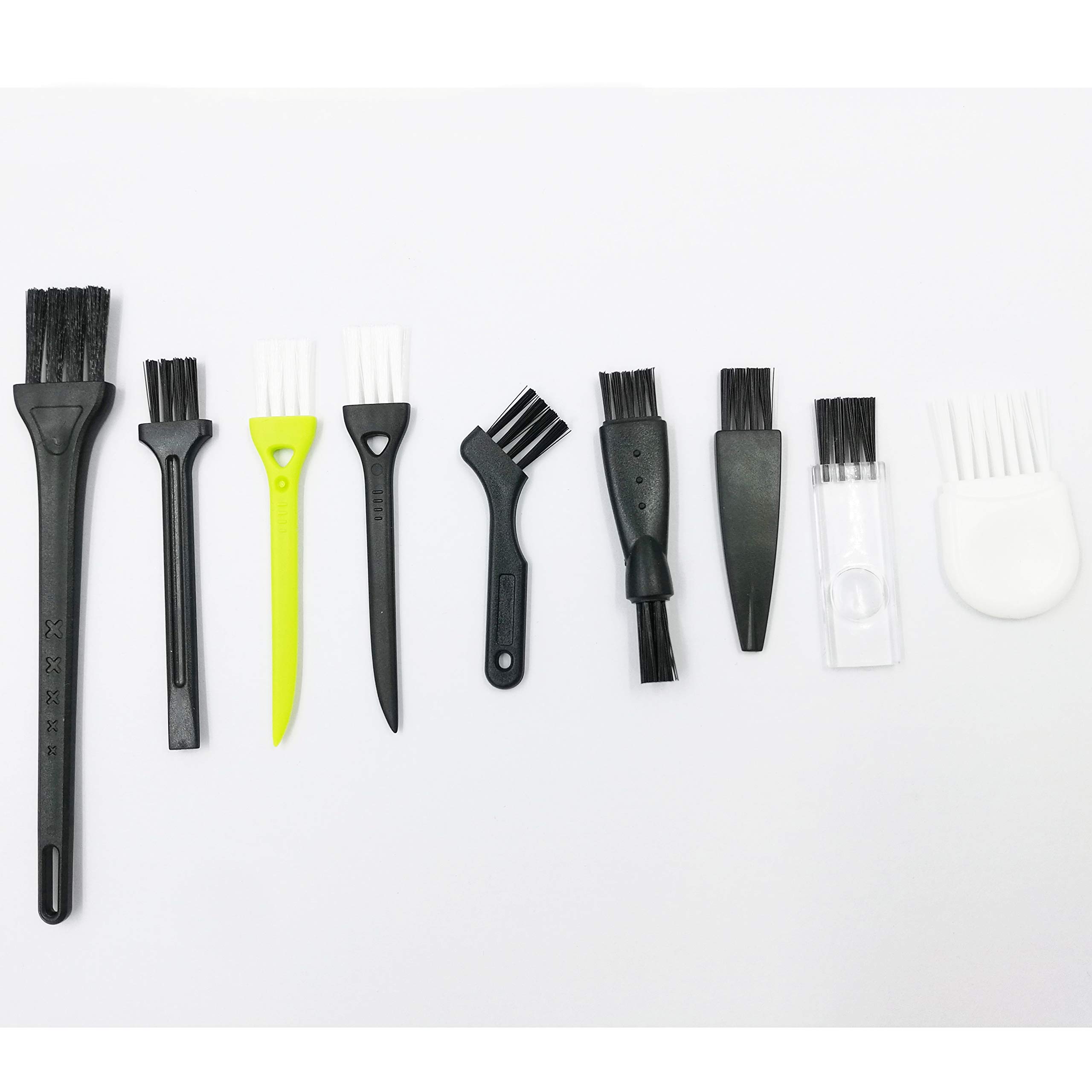 9-Piece Small Portable Plastic Handle Nylon Anti-Static Brush Set - Keyboard Cleaning Kit, Home & Kitchen Crevice Cleaner, Shaver Brush Tool - Perfect for Electronics, Appliances & Tight Spaces