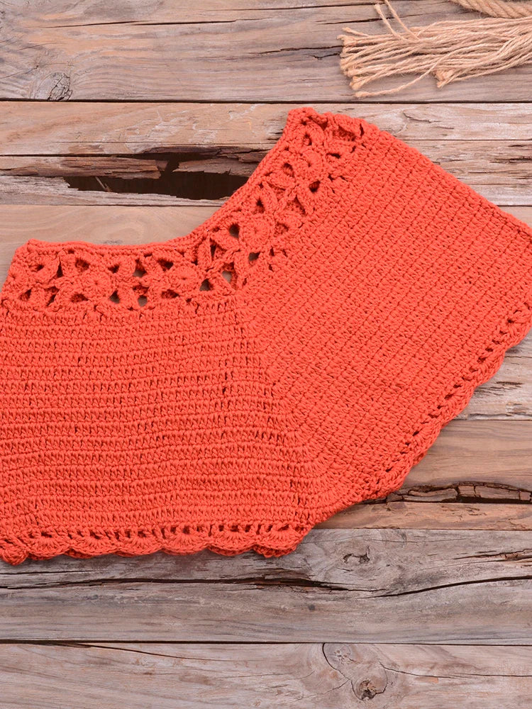 Handmade Crochet Bikini Set 2022 - Bohemian Off Shoulder High Neck Knit Swimwear for Women | Beach Vacation, Pool Party, Summer Fashion