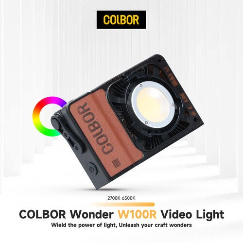COLBOR W100R Portable RGB LED Monolight - Professional Photography Lighting for Studio, YouTube Videos & Live Streaming - Compact & Powerful Continuous Light for Content Creators