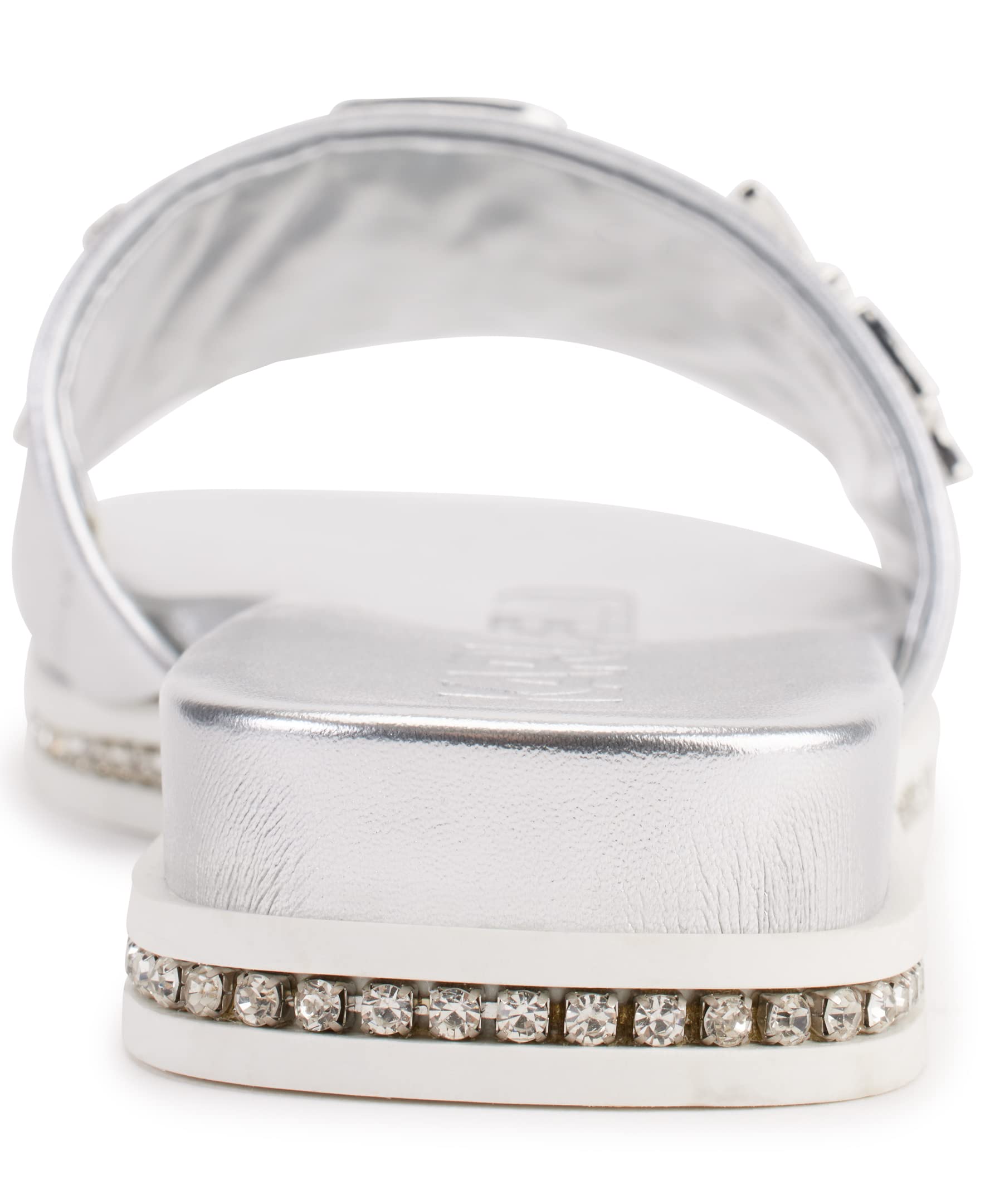 KARL LAGERFELD Women's Jeslyn Slides - Fashionable Slide-On Sandals with Bold KLP Pins | Comfortable Summer Shoes for Beach, Pool & Casual Outings