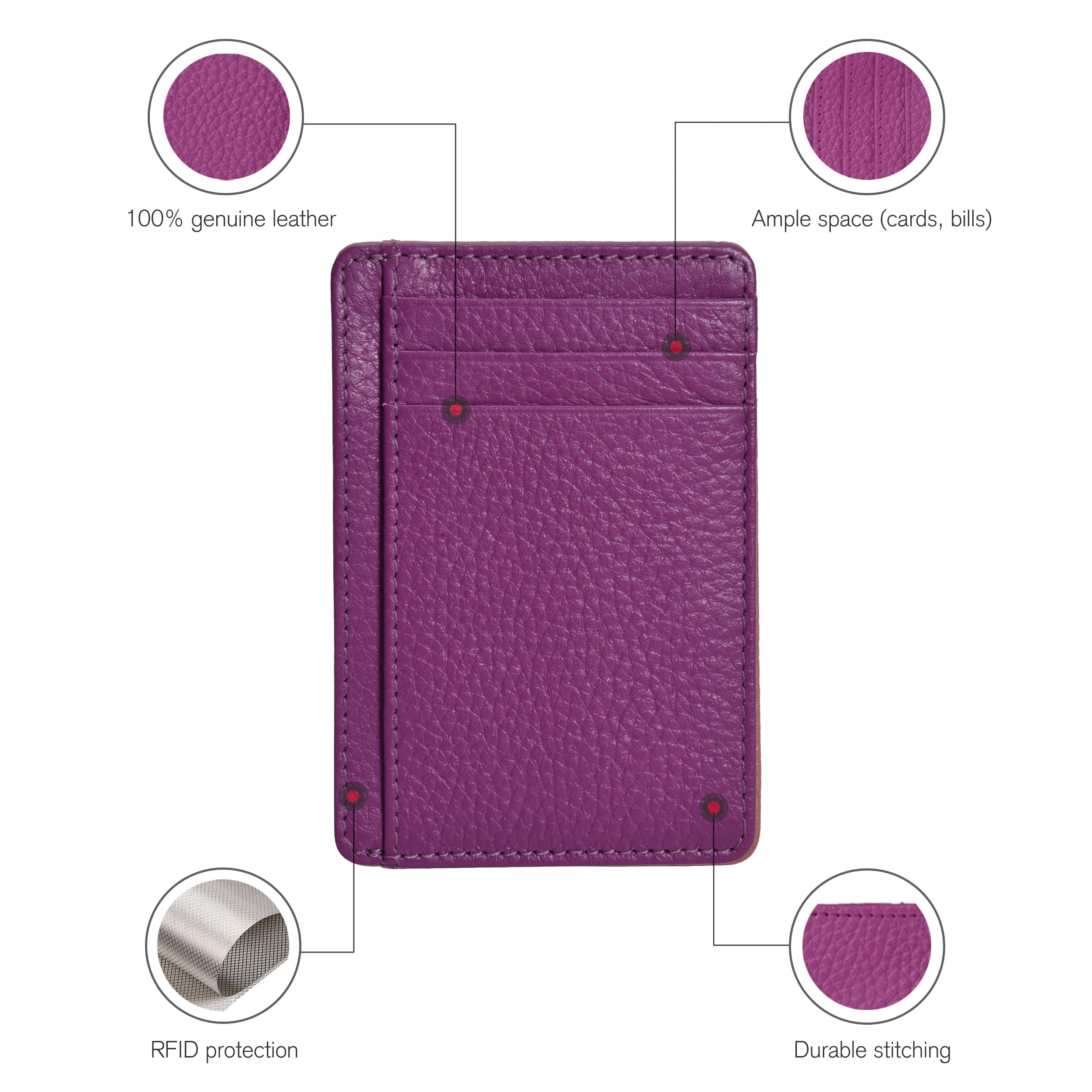 Slim RFID Blocking Leather Wallet for Men & Women - Minimalist Front Pocket Card Holder with Money Clip | Perfect for Travel, Everyday Carry & Gift Giving