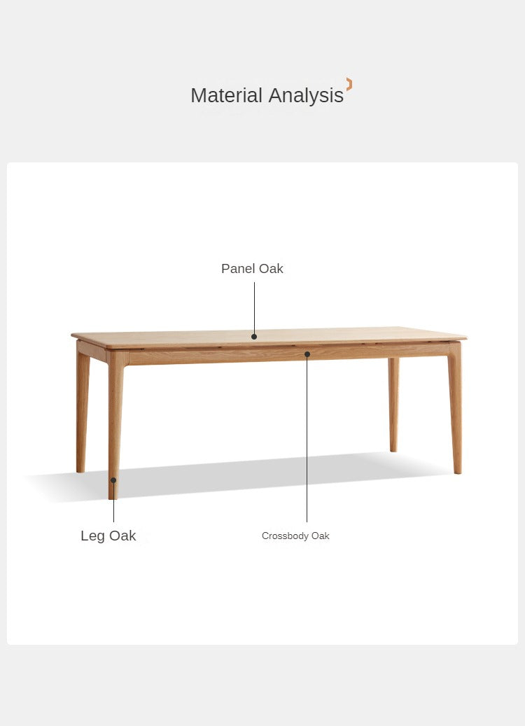 Solid Oak Wood Long Dining Table - 8 Seater Rustic Farmhouse Style for Family Gatherings & Dinner Parties