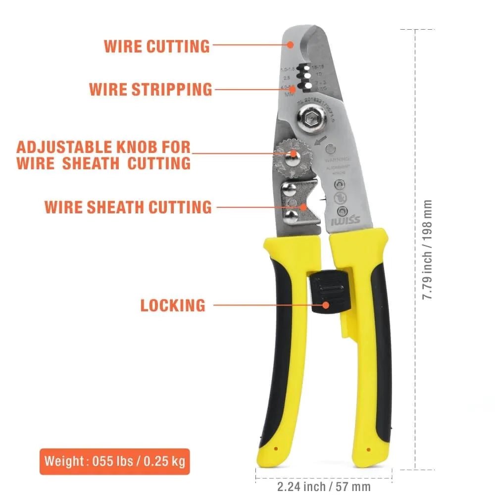 IWS 085 One-Handed Multi-Tool - AWG18 3-in-1 Wire Stripper & Cutter for 1-6mm² Wires | Perfect for Electricians, DIY Projects & Home Repairs