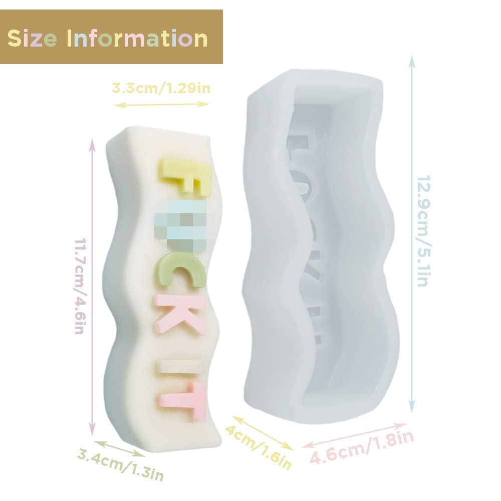 Wave Alphabet Letter Silicone Mold for Candles, Chocolate & Resin Crafts - DIY Pillar Candle Molds, Pendant Making & Plaster Carving - Perfect for Aromatherapy Gifts & White Elephant Parties (F*ck It Design) - Great for Home Decor, Wedding Favors and Craft Projects
