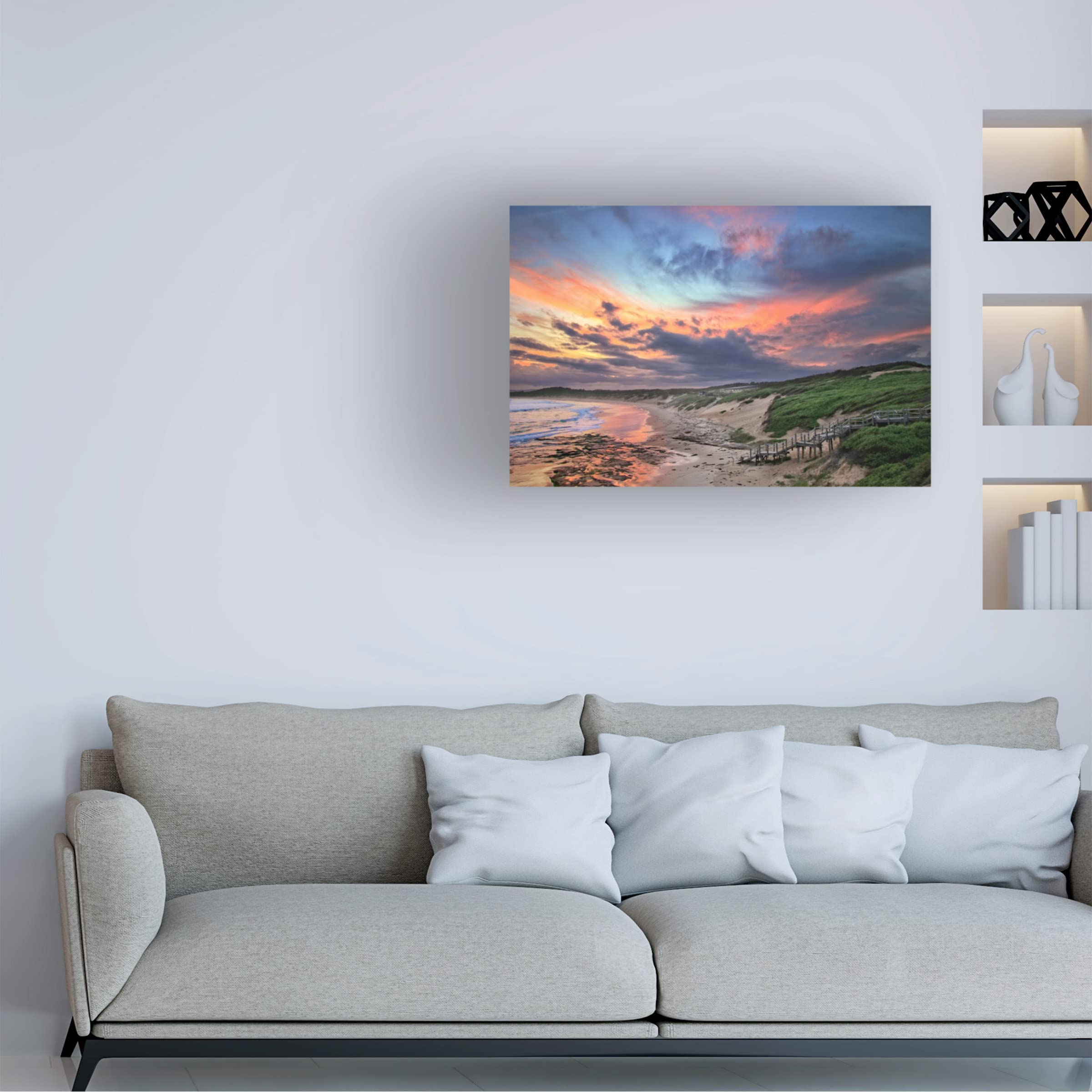 Trademark Fine Art 'Soldiers Beach' Canvas Wall Art Print by Beata Czyzowska Young - Coastal Landscape Painting for Living Room, Bedroom & Office Decor