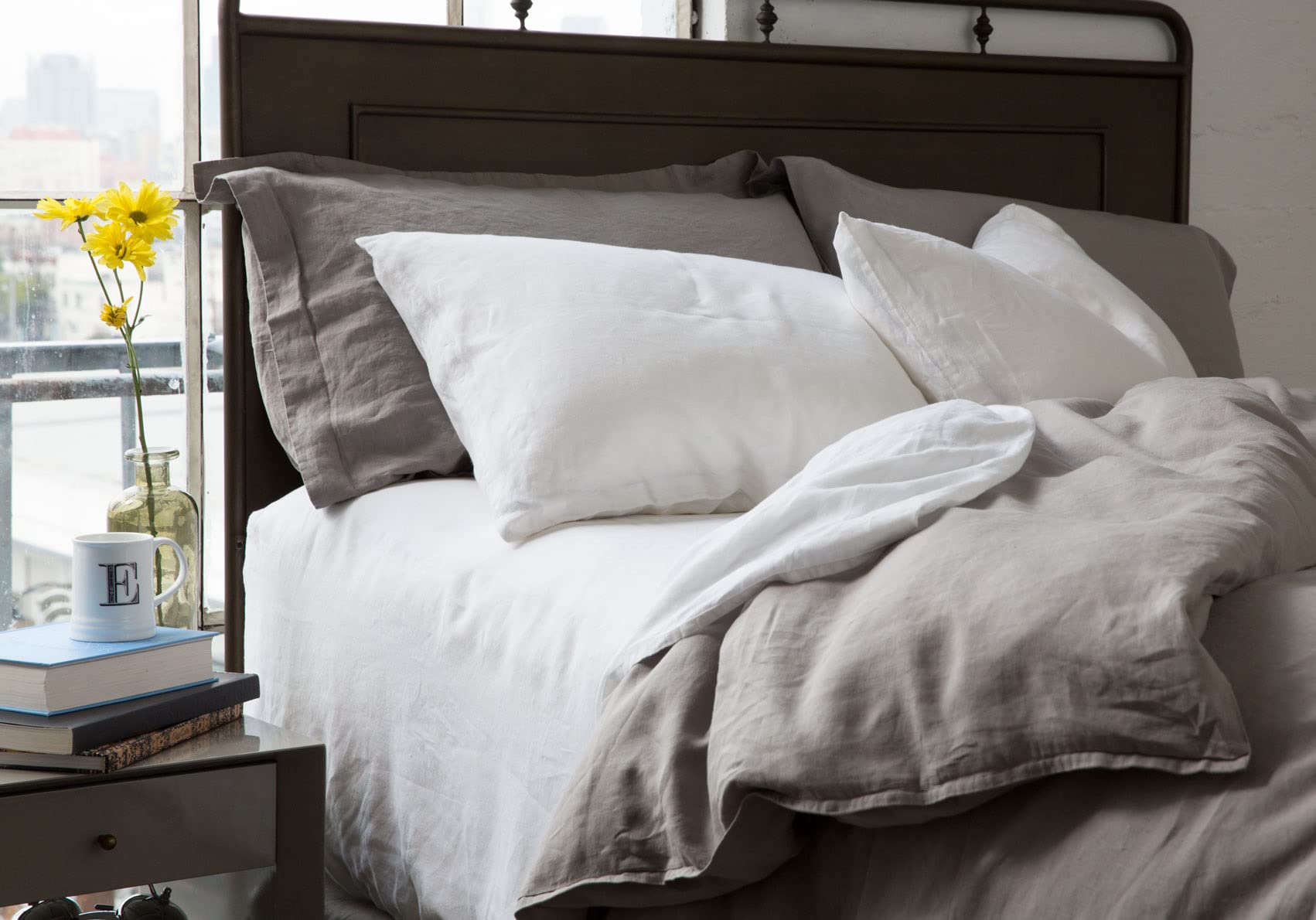 Premium 100% Belgian Flax Linen Queen Bed Sheet Set - 2 Pillowcases Included | Soft, Breathable & Hypoallergenic Natural Farmhouse Bedding | European Designer Luxury Bed Sheets in Clay Color | Perfect for Guest Rooms, Master Bedrooms & Cozy Farmhouse Decor