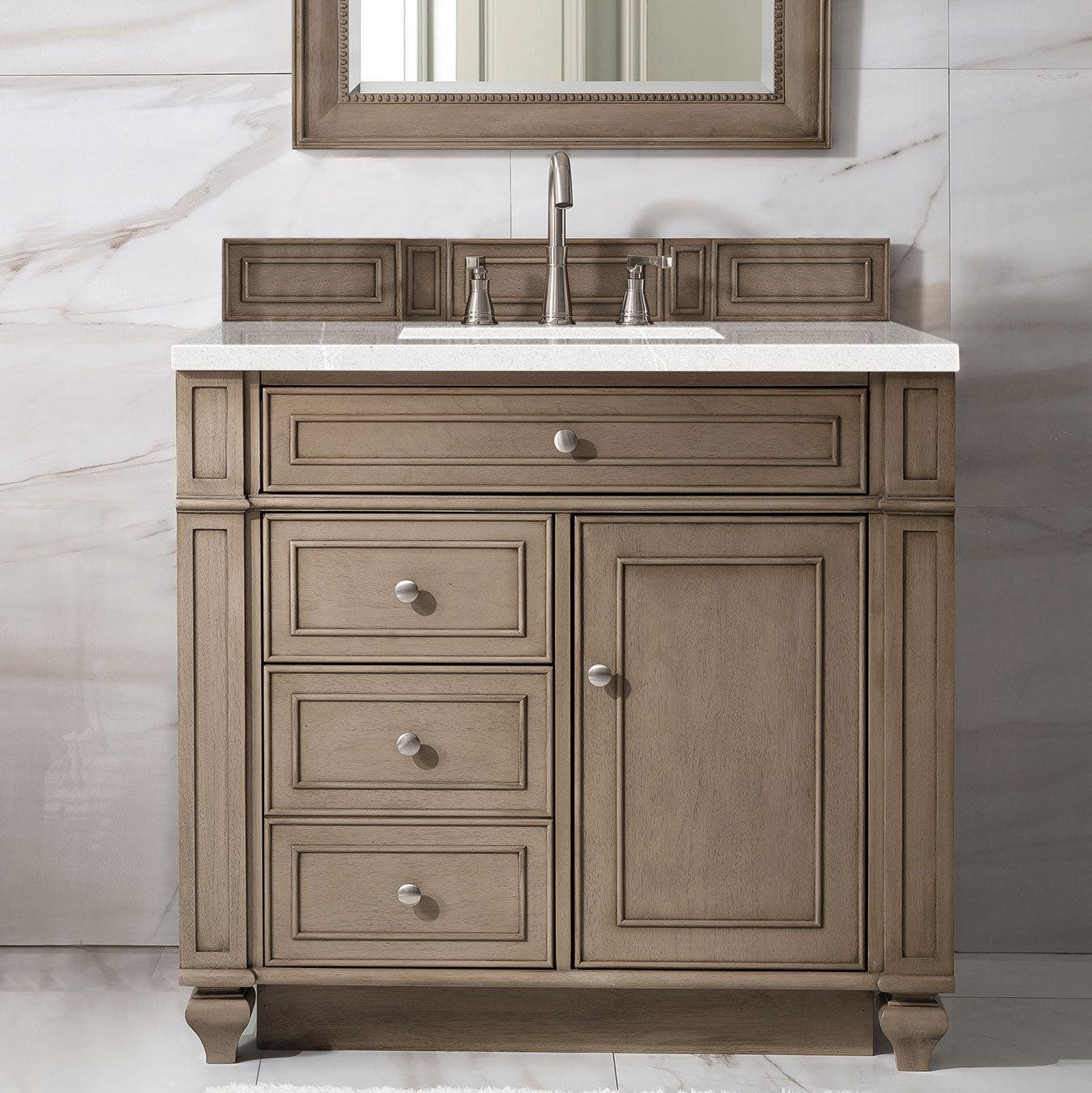 James Martin Vanities Bristol Collection 36 Inch Single Bathroom Vanity in Whitewashed Walnut with Countertop Options - Perfect for Modern Bathroom Renovations and Home Upgrades