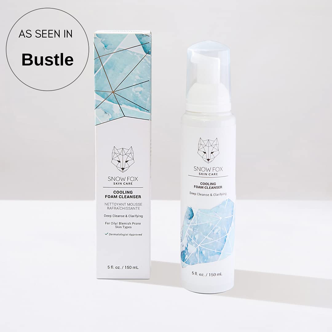 Snow Fox Cooling Foam Cleanser with Organic Aloe Vera Juice - 150ml Hydrating Face Wash for Sensitive Skin | Perfect for Summer Skincare & Post-Workout Refreshment