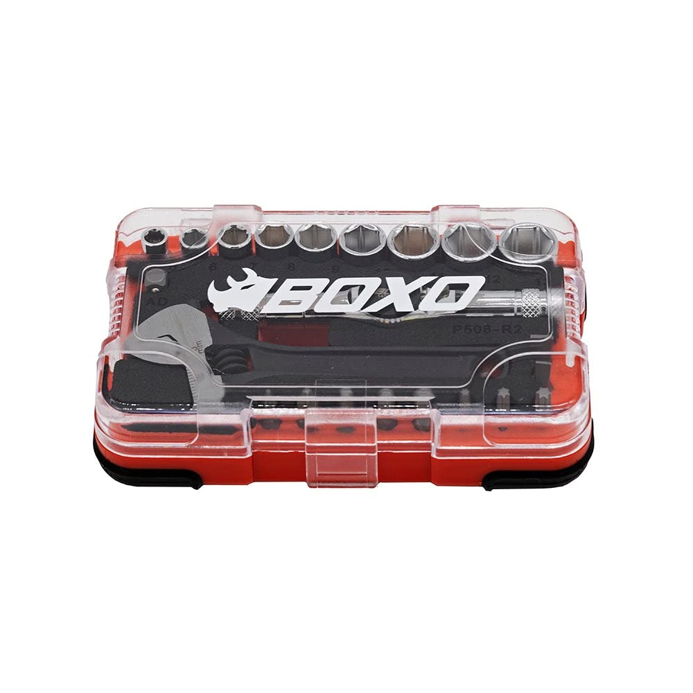 BOXO USA 23-Piece Multi-Driver T-Handle Socket Bit Set - Compact Tool Kit for Automotive Repair, Home Improvement & DIY Projects | Includes Handy Storage Case