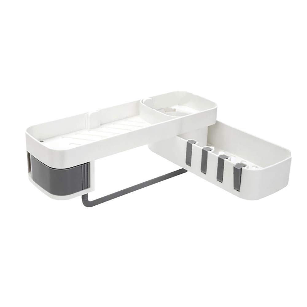 LOKODO Plastic Suction Cup Bathroom & Kitchen Storage Organizer - Shower Shelf for Bathroom, Kitchen, Shower - Space Saving Storage Solution for Soap, Shampoo, Sponges & More