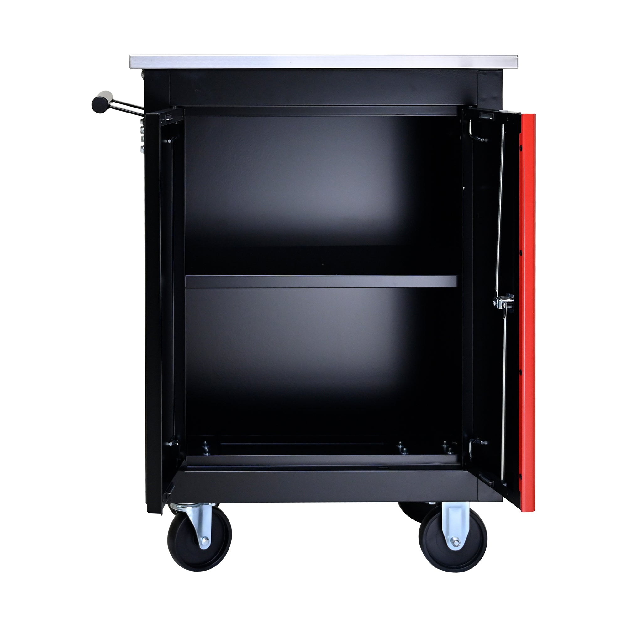 Double Door Clapboard Multi-Function Tool Cart - Black & Red | Heavy Duty Rolling Utility Cart for Workshop, Garage & Home Organization