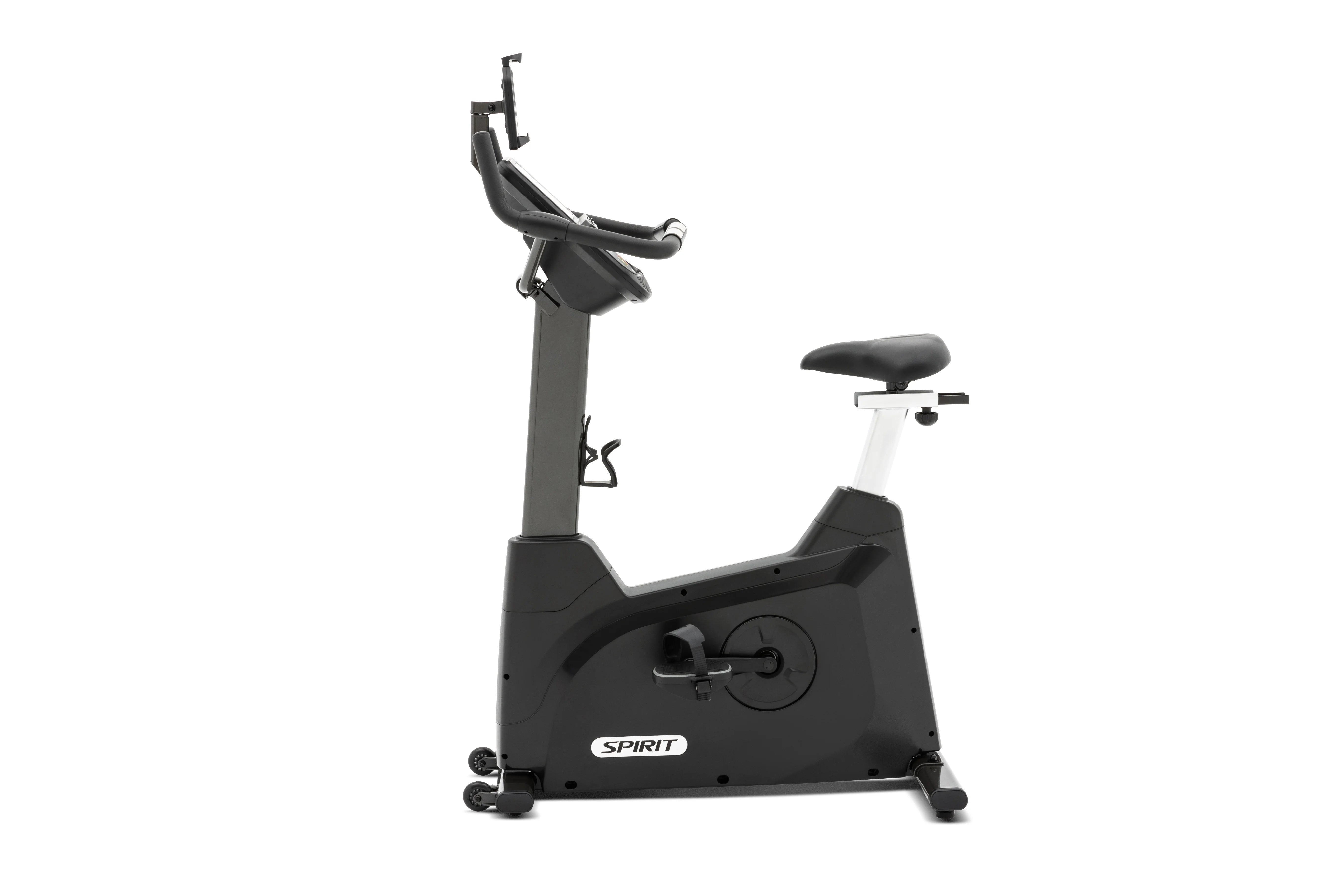 Spirit XBU55ENT Upright Exercise Bike with Entertainment Features - Home Gym Equipment for Cardio Workouts & Indoor Cycling Training - Perfect for Small Spaces & Apartment Fitness