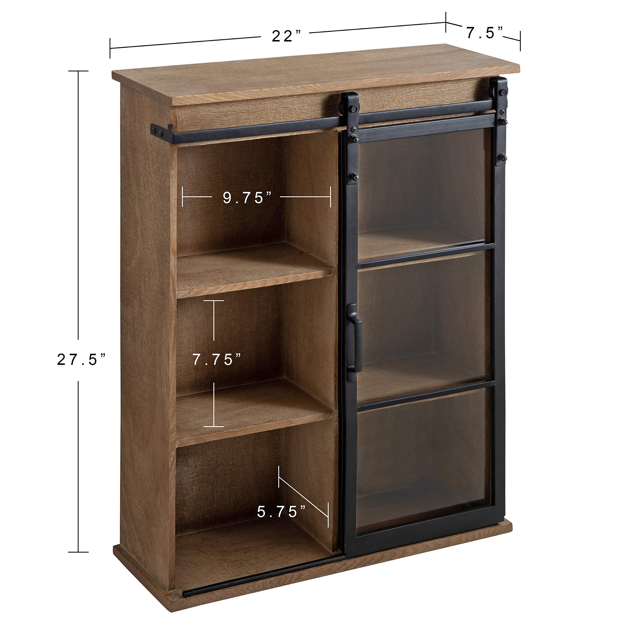 Kate & Laurel Barnhardt Rustic Brown Wooden Wall Cabinet with Sliding Glass Door - 22