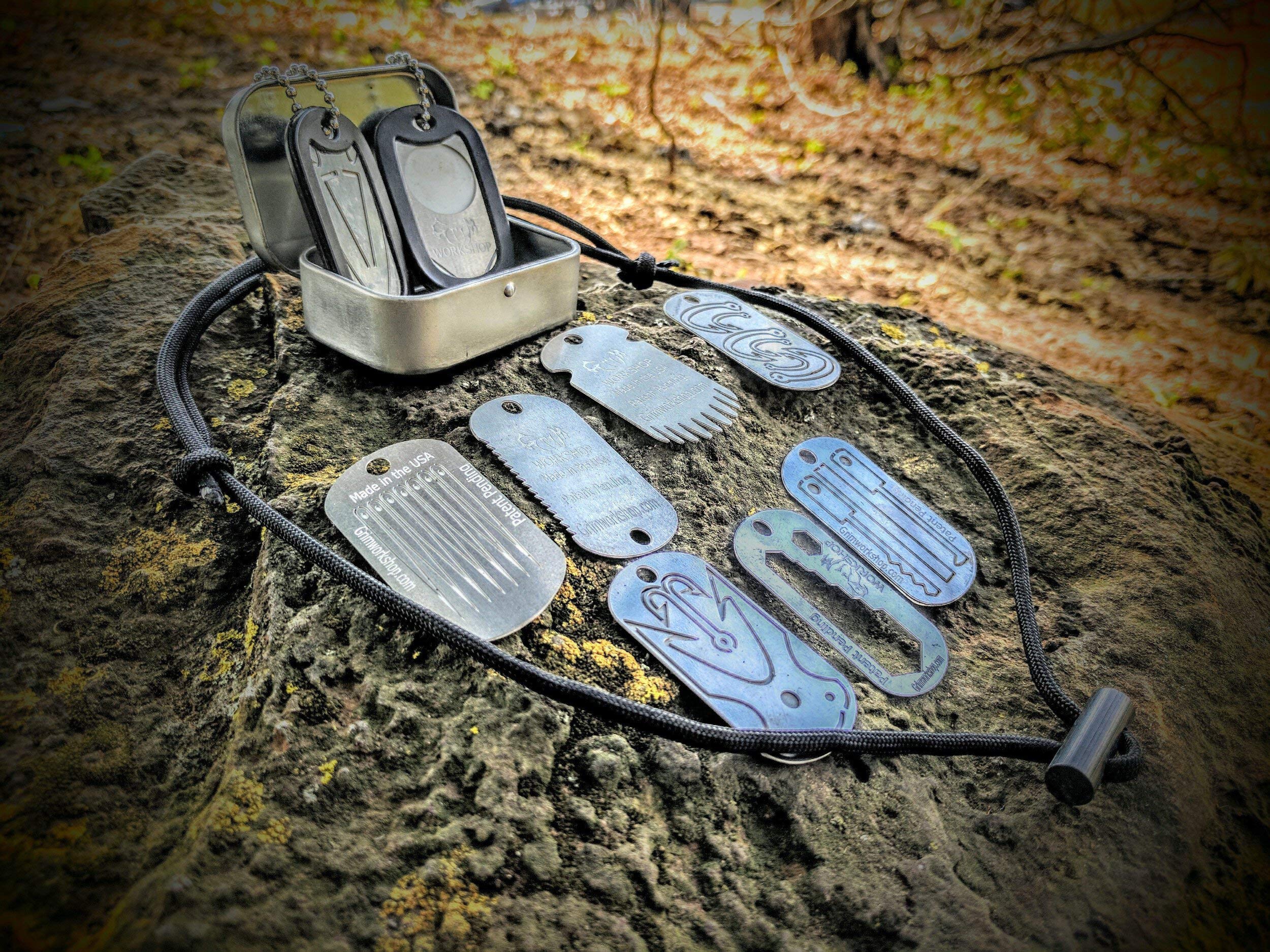 Grim Dog Tag Survival Necklace - Compact EDC Kit for Outdoor Adventures, Emergency Preparedness & Everyday Carry