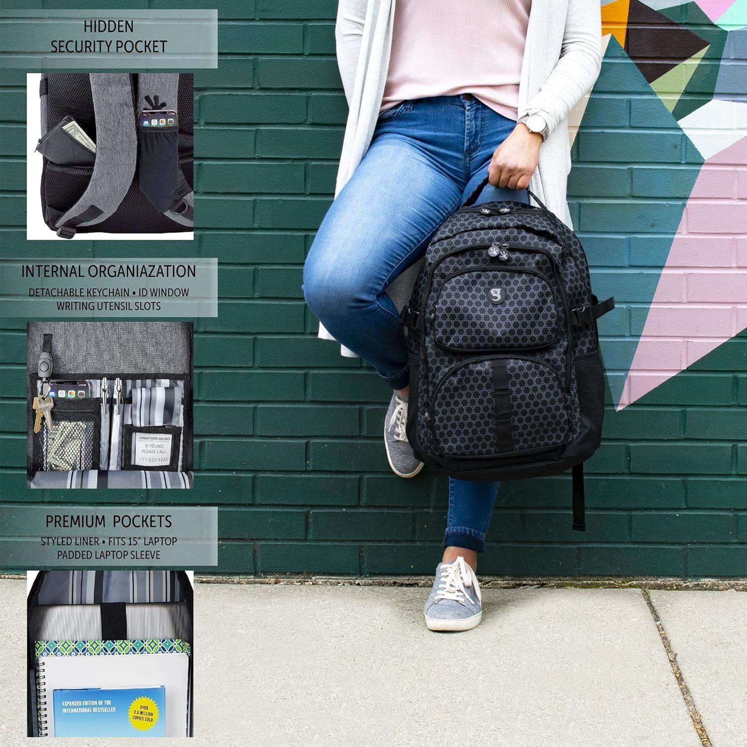 Geckobrands Endurance Backpack - Lightweight Waterproof Laptop Backpack with Multiple Compartments, Durable Travel Backpack for Men & Women - Perfect for Work, School, Hiking and Daily Commute