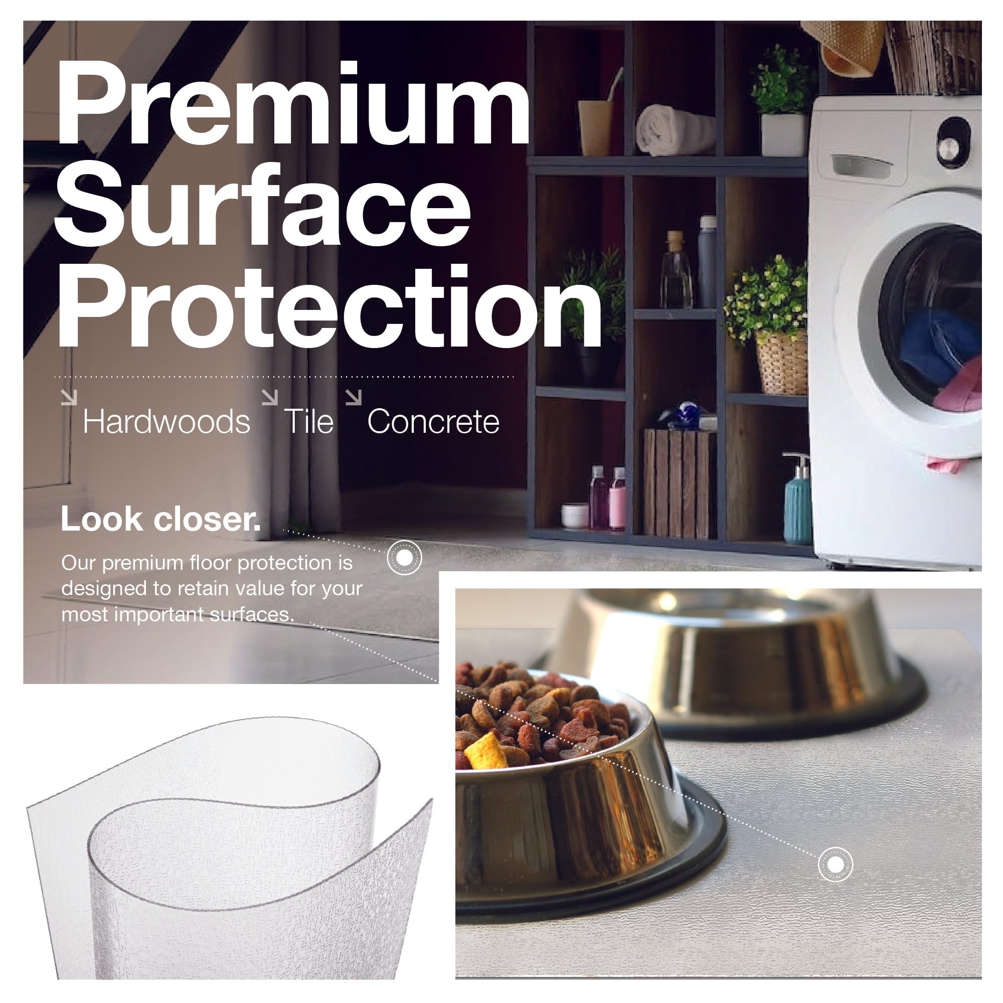 Clear Hard Floor Runner - 24 x 120 Inch, 2mm Thick USA-Made Vinyl Floor Protector for Tile & Vinyl Floors | Durable, Non-Slip Surface Protection for High Traffic Areas, Hallways & Entryways