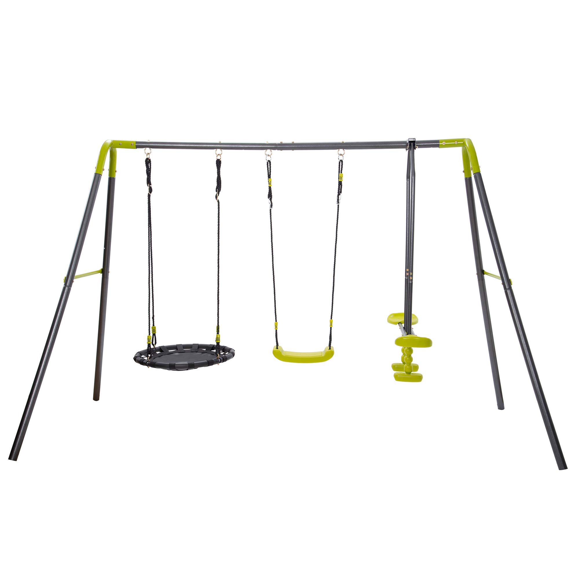 **Heavy Duty Metal Swing Set for Kids - Adjustable Height, 3-in-1 Multifunctional Design with A-Frame - Perfect for Backyard, Outdoor Play & Garden Fun**